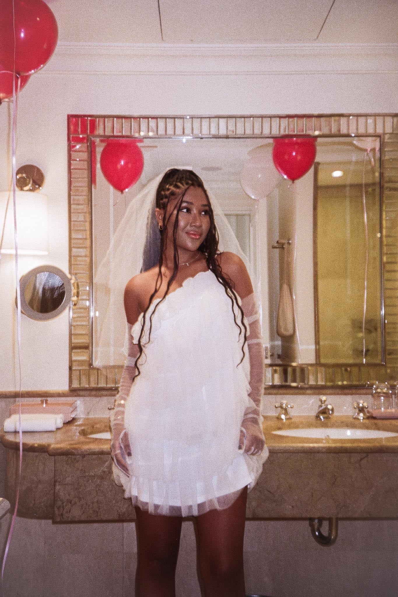 Arrabel Tiered Ruffle Mesh Mini Dress White-Fable Dress