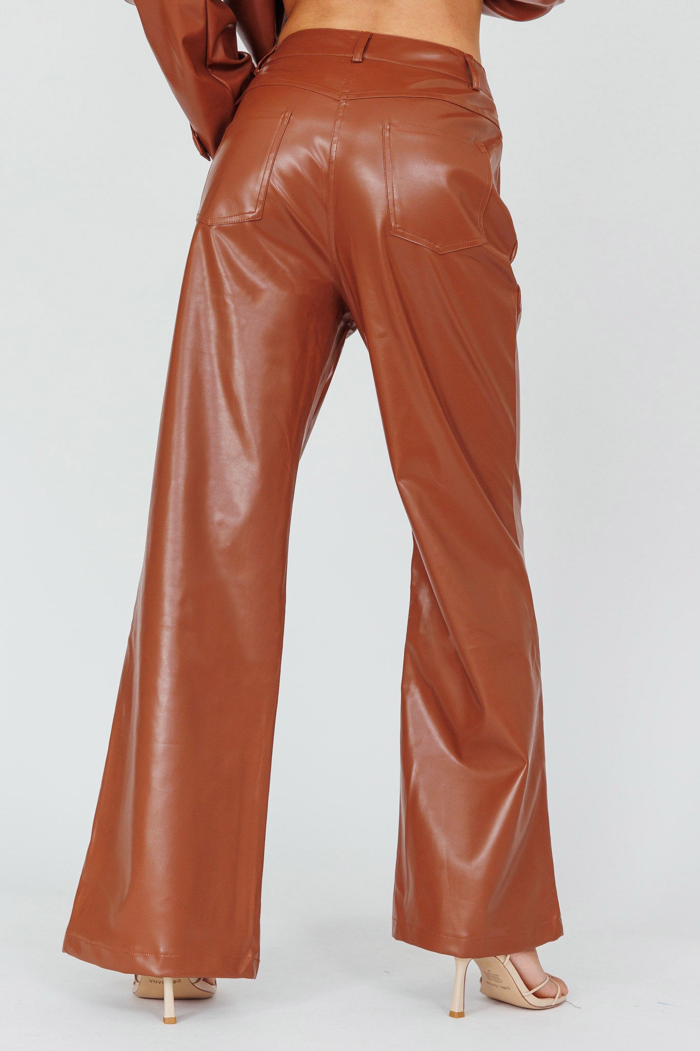 Coussin Faux Leather Pants Terracotta-Fable Dress
