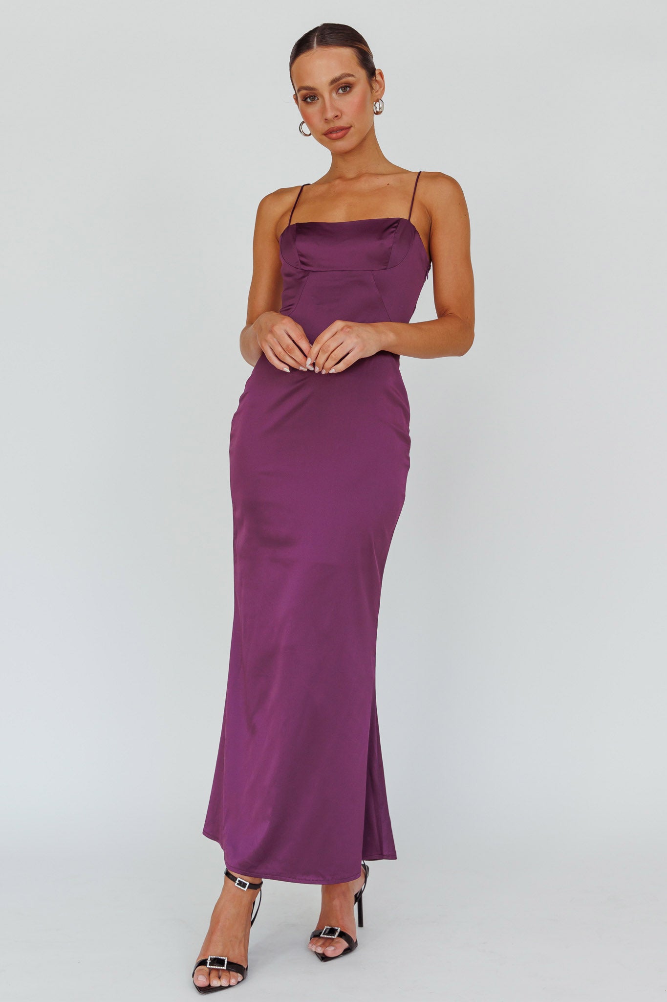 Teneal Lace-Up Back Maxi Dress Plum-Fable Dress