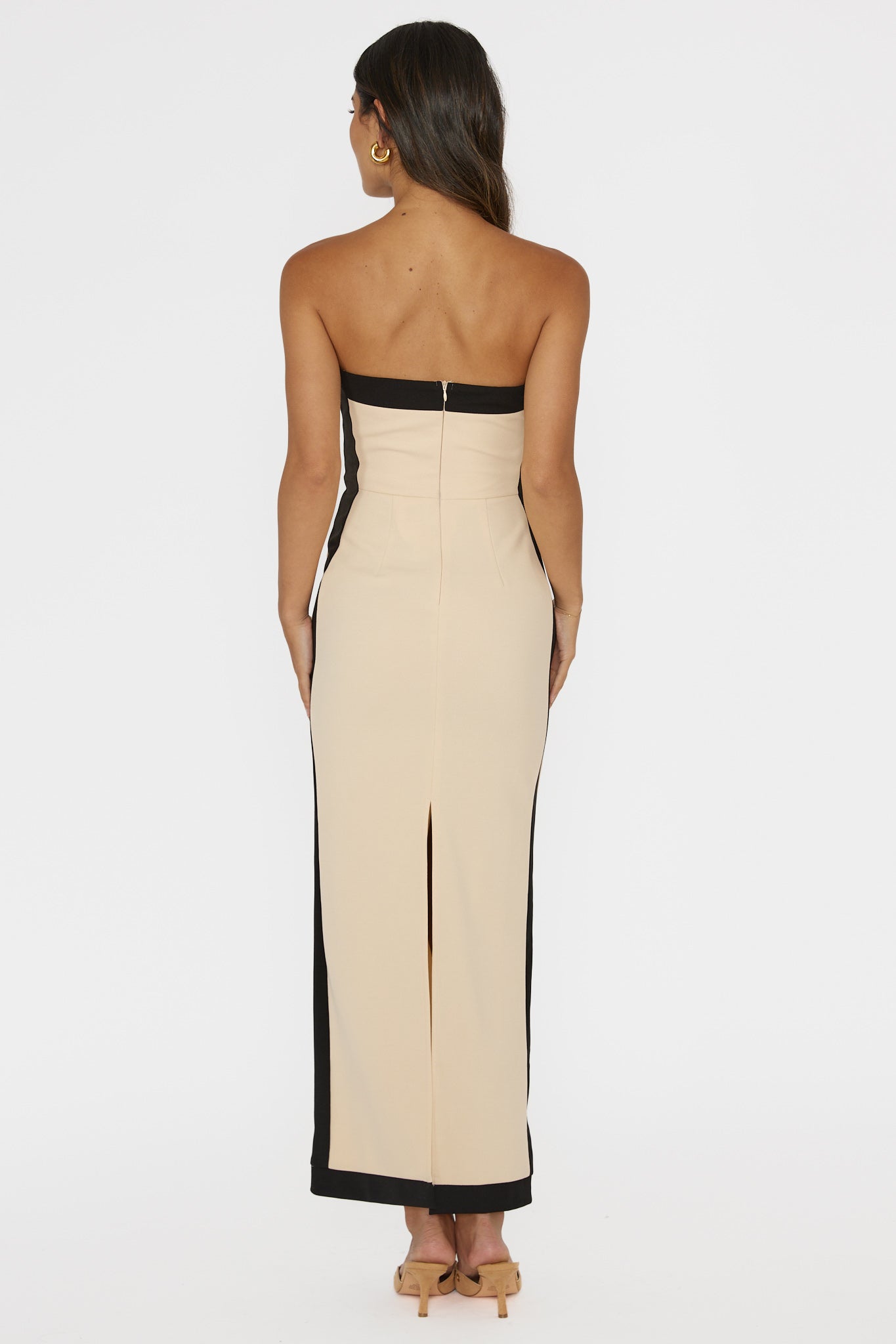Tenika Strapless Bodycon Maxi Dress Nude-Fable Dress