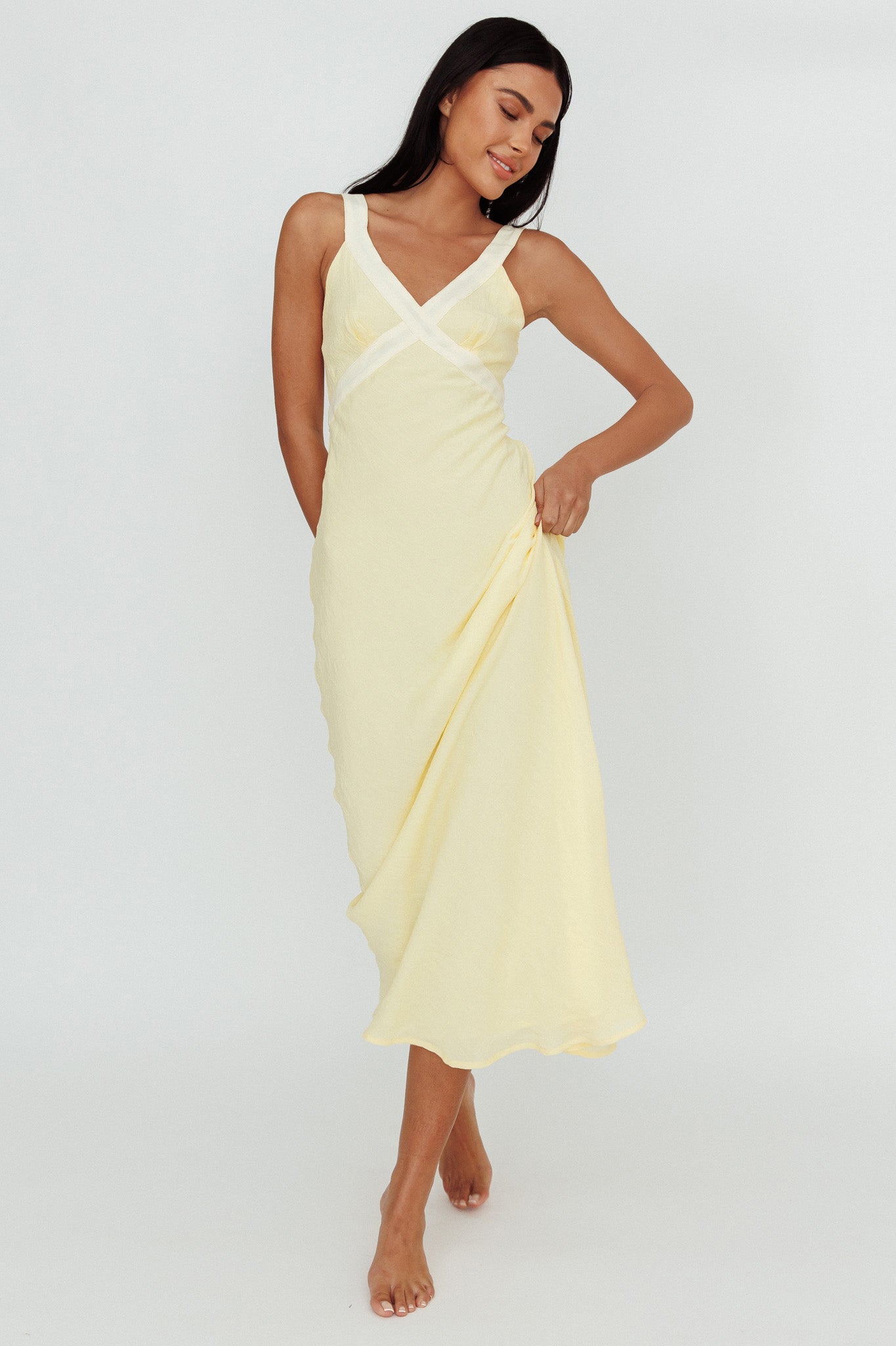 Zariah V-Neck Maxi Dress Yellow-Fable Dress