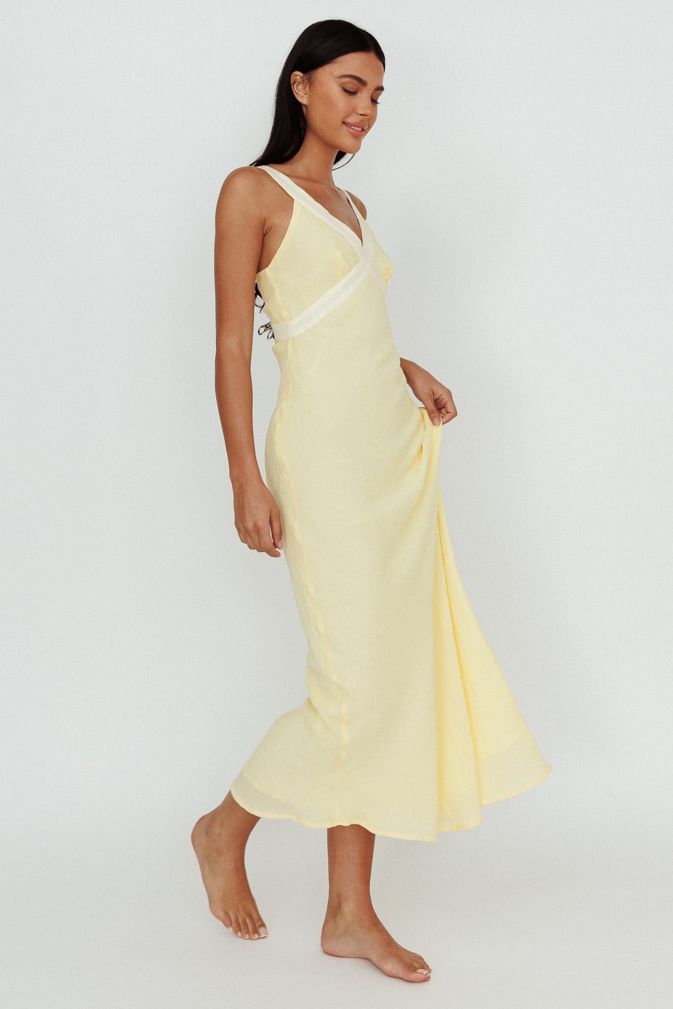 Zariah V-Neck Maxi Dress Yellow-Fable Dress