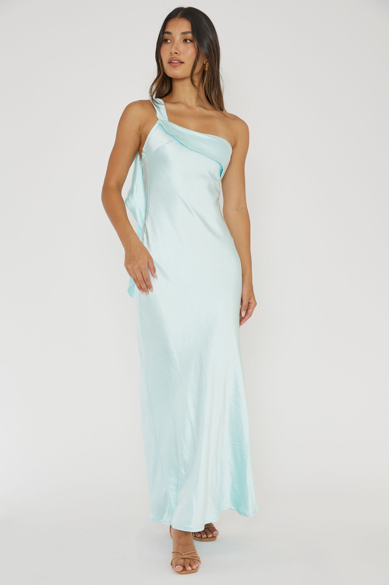 Carmel One-Shoulder Sash Maxi Dress Ice-Fable Dress