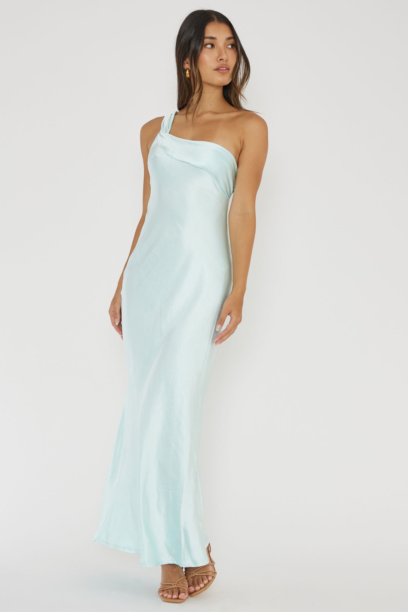 Carmel One-Shoulder Sash Maxi Dress Ice-Fable Dress