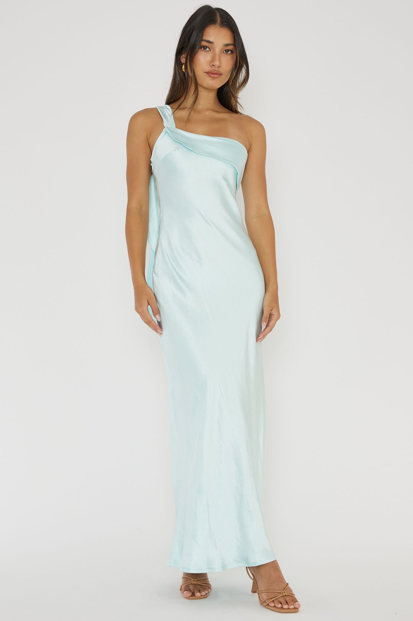 Carmel One-Shoulder Sash Maxi Dress Ice-Fable Dress