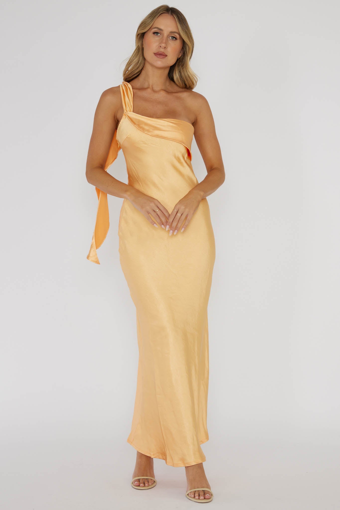 Carmel One-Shoulder Sash Maxi Dress Rockmelon-Fable Dress