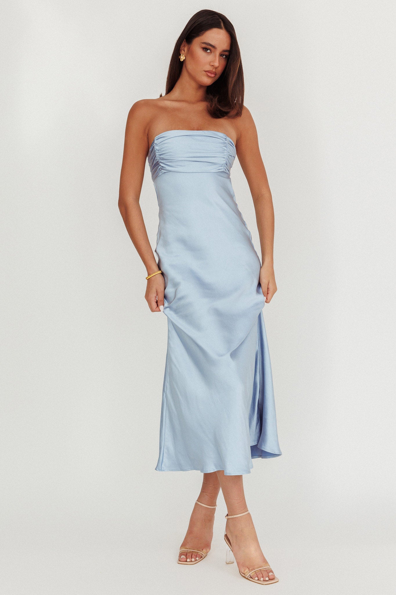 Moon Song Strapless Laced Back Dress Midnight Blue-Fable Dress