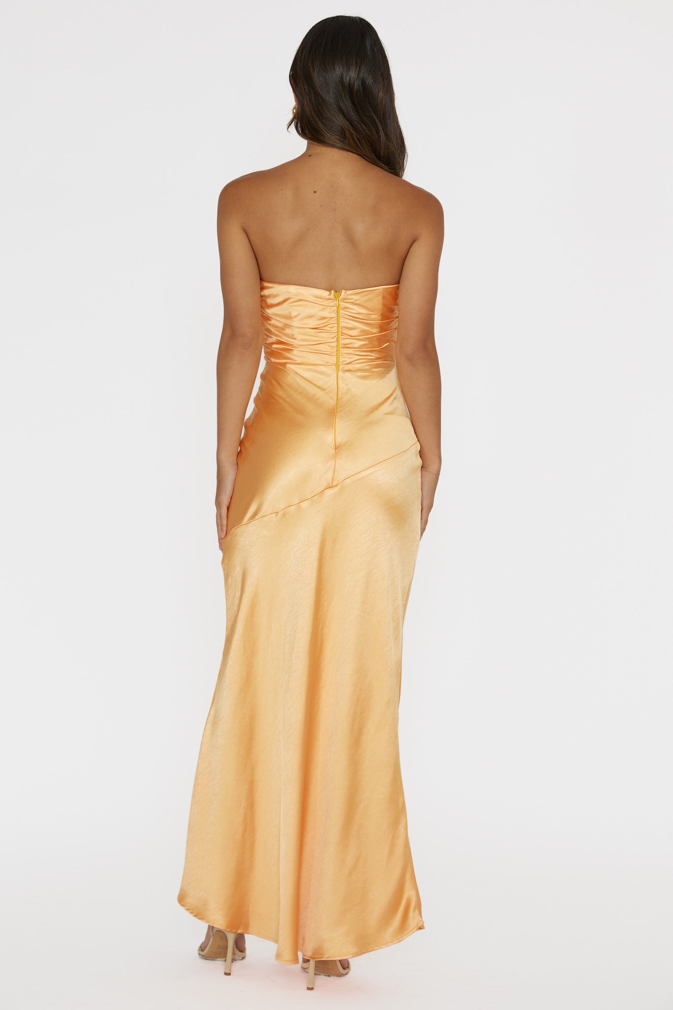 Blaise Asymmetric Neckline Maxi Dress Apricot-Fable Dress