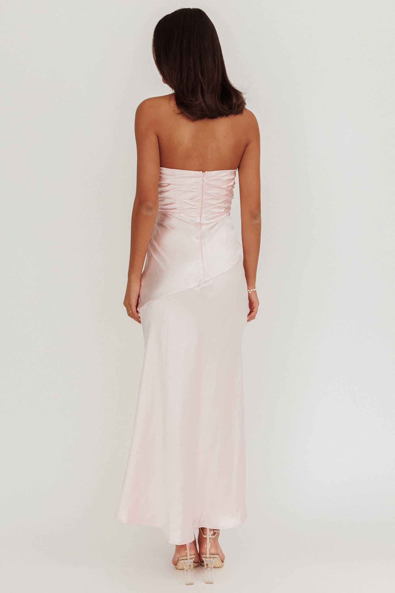 Blaise Asymmetric Neckline Maxi Dress Pink-Fable Dress