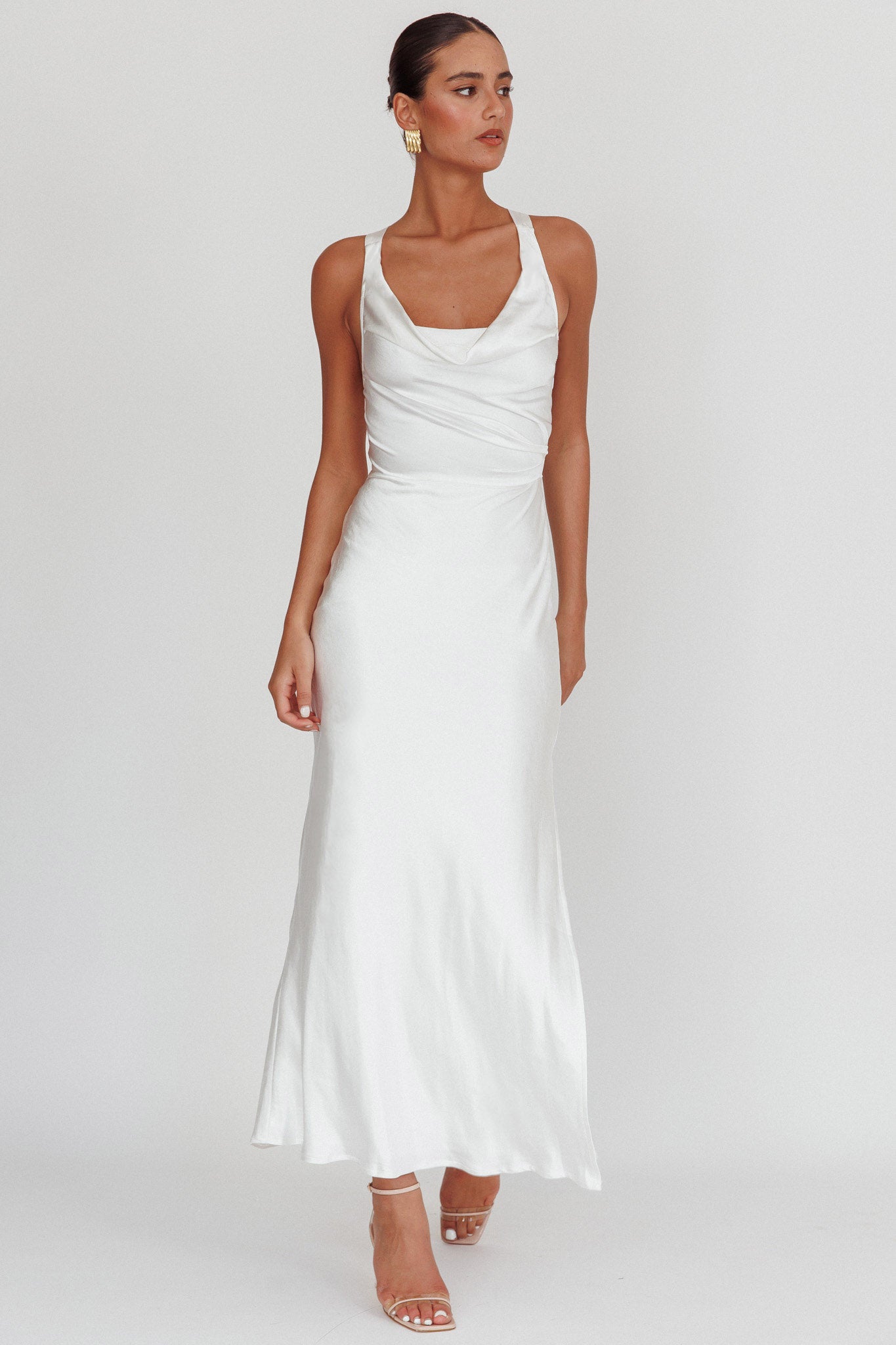 Sitara Tied Back Maxi Dress White-Fable Dress