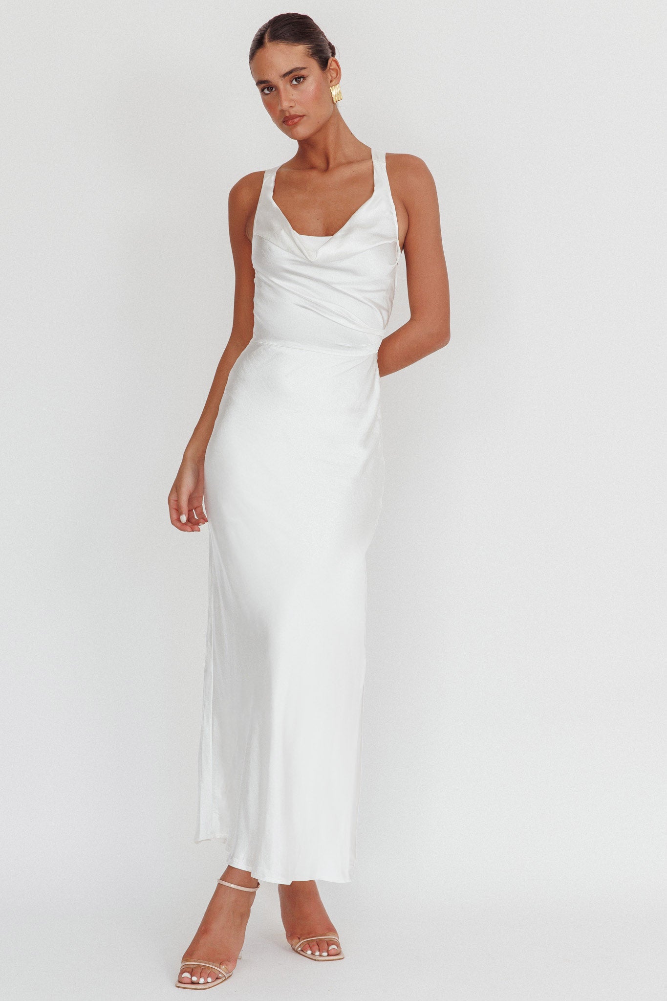 Sitara Tied Back Maxi Dress White-Fable Dress