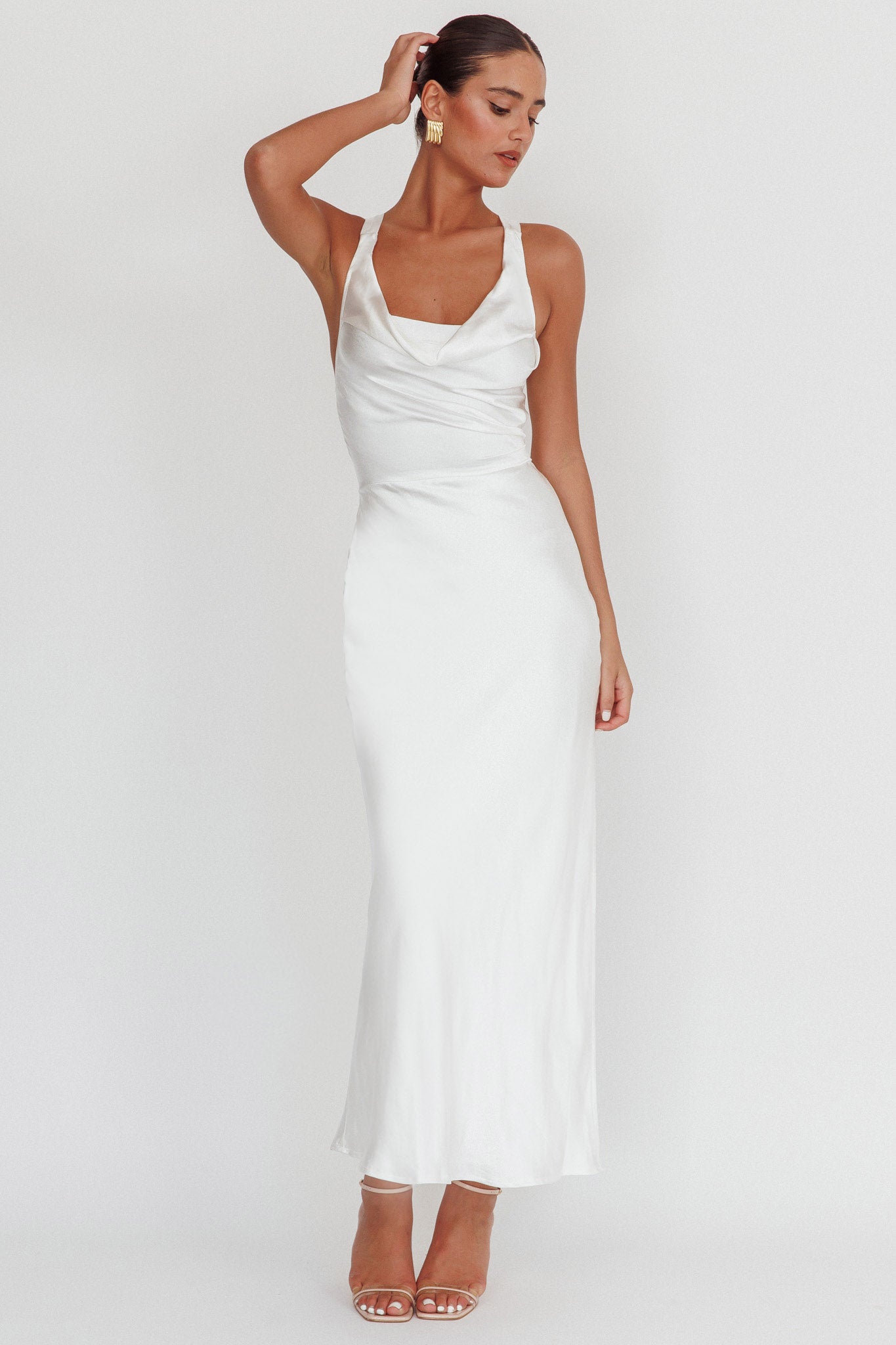 Sitara Tied Back Maxi Dress White-Fable Dress