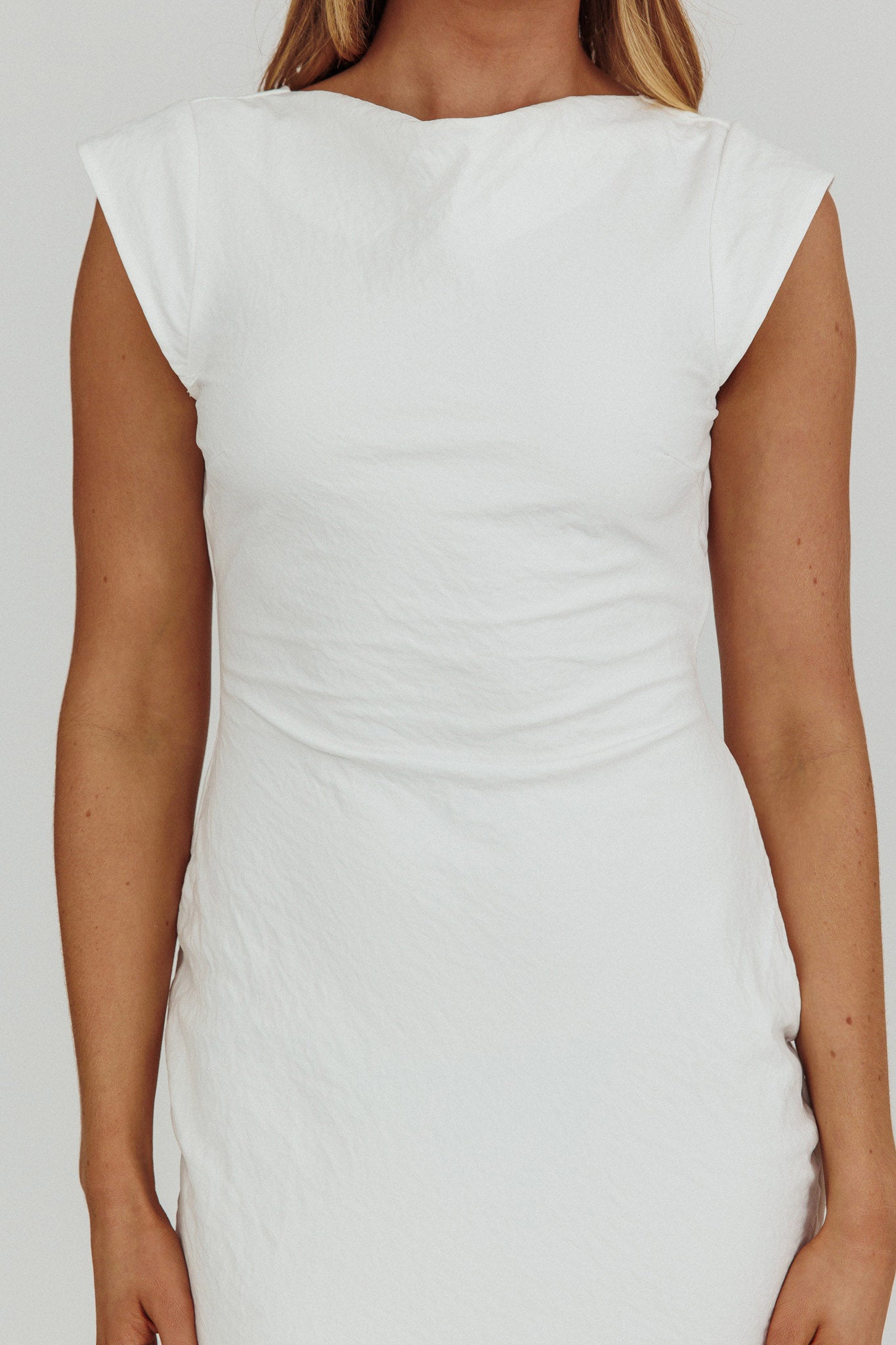 Maysa Cowl Back Maxi Dress Off White-Fable Dress