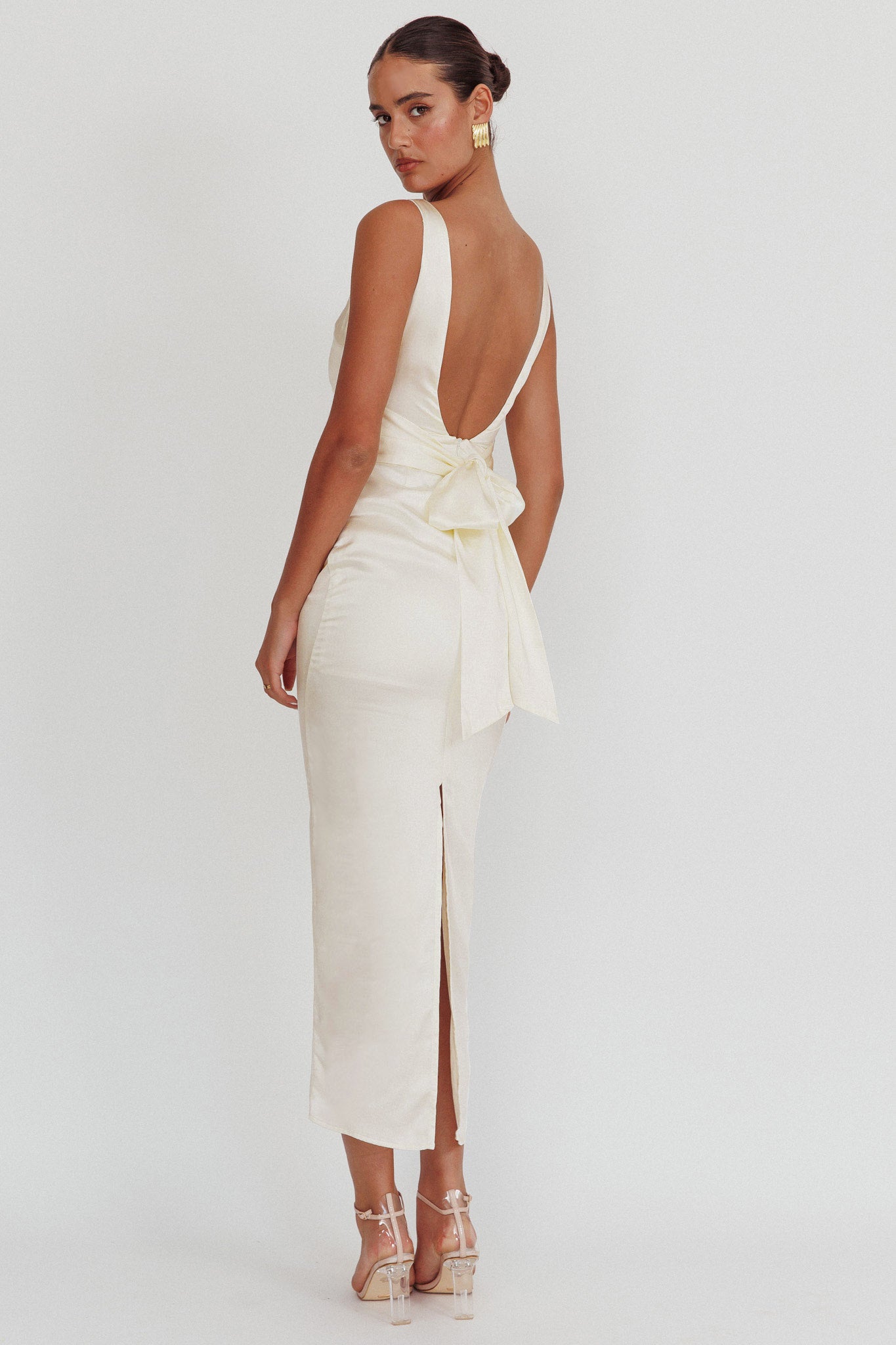 Leila Boat Neck Maxi Dress Ivory-Fable Dress