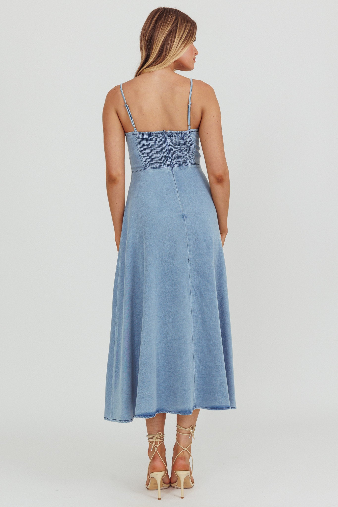 Comet A-Line Midi Dress Light Denim-Fable Dress