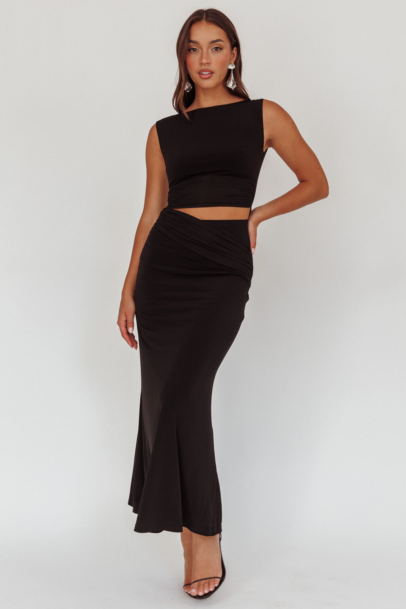 Costa Cut-Out Waist Maxi Dress Black-Fable Dress