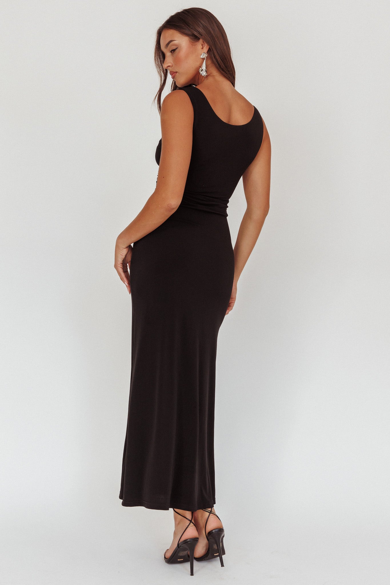 Costa Cut-Out Waist Maxi Dress Black-Fable Dress