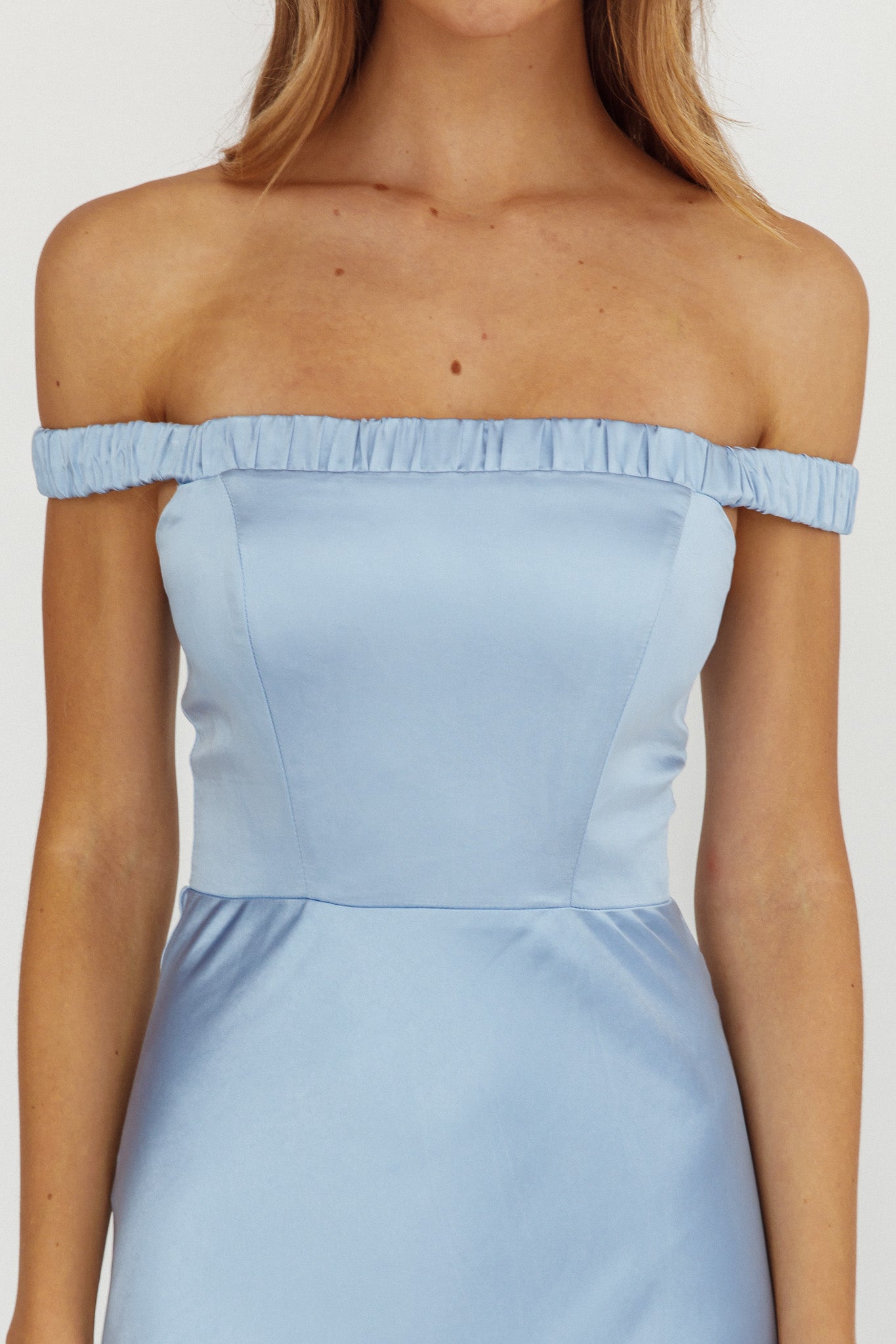 Cari Off-Shoulder Strap Maxi Dress Ice Blue-Fable Dress