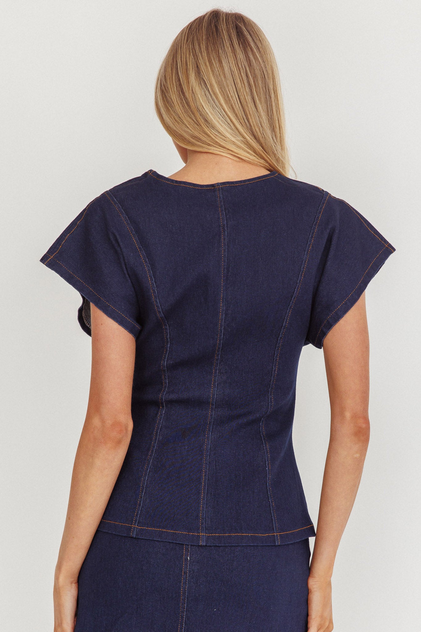 Over It Short Sleeve Button Top Denim-Fable Dress