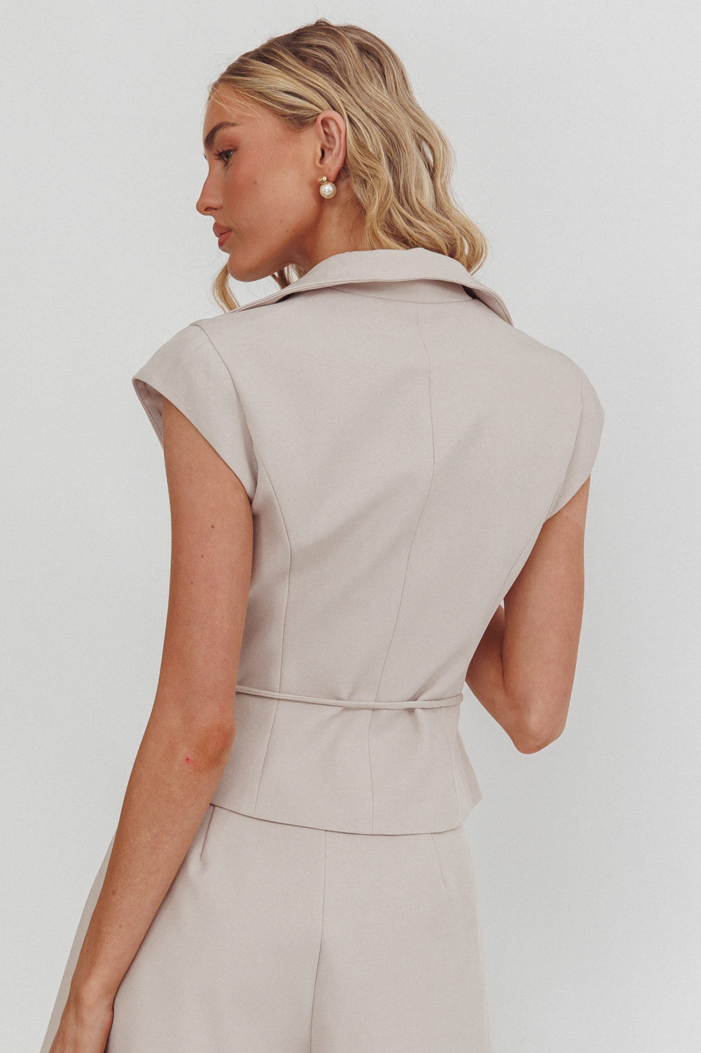 Galisse Cap Sleeve Lapel Top Cream-Fable Dress