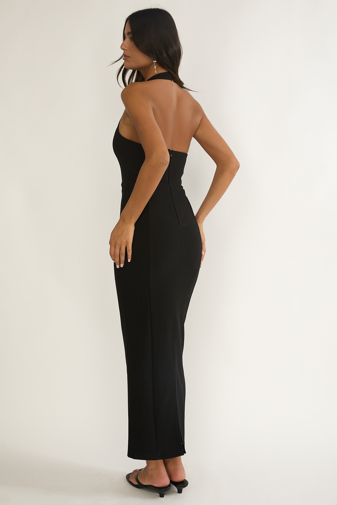 Shailyn Scoop Neck Halter Maxi Dress Black-Fable Dress