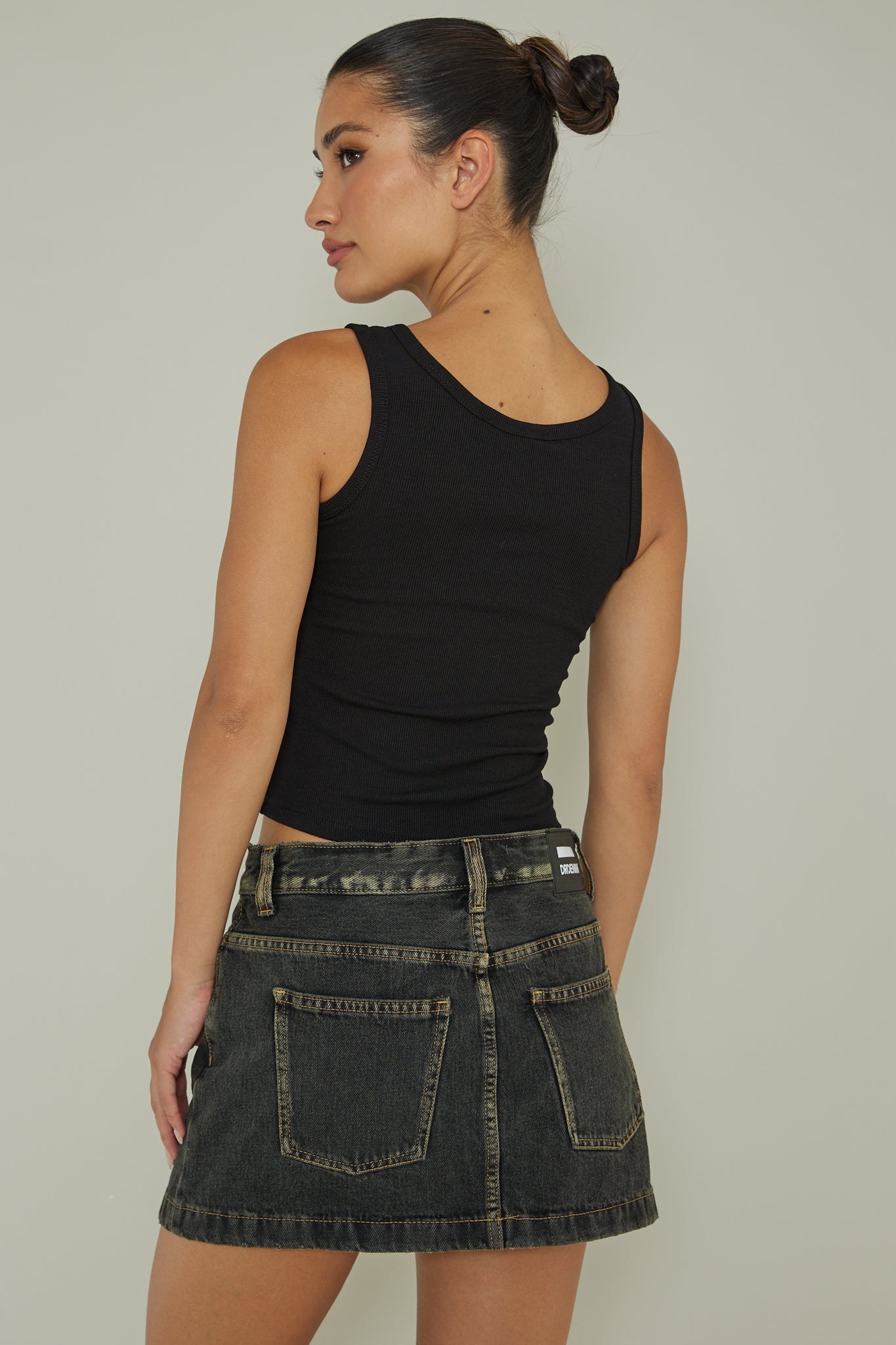 Recess Thick Strap Ribbed Top Black-Fable Dress