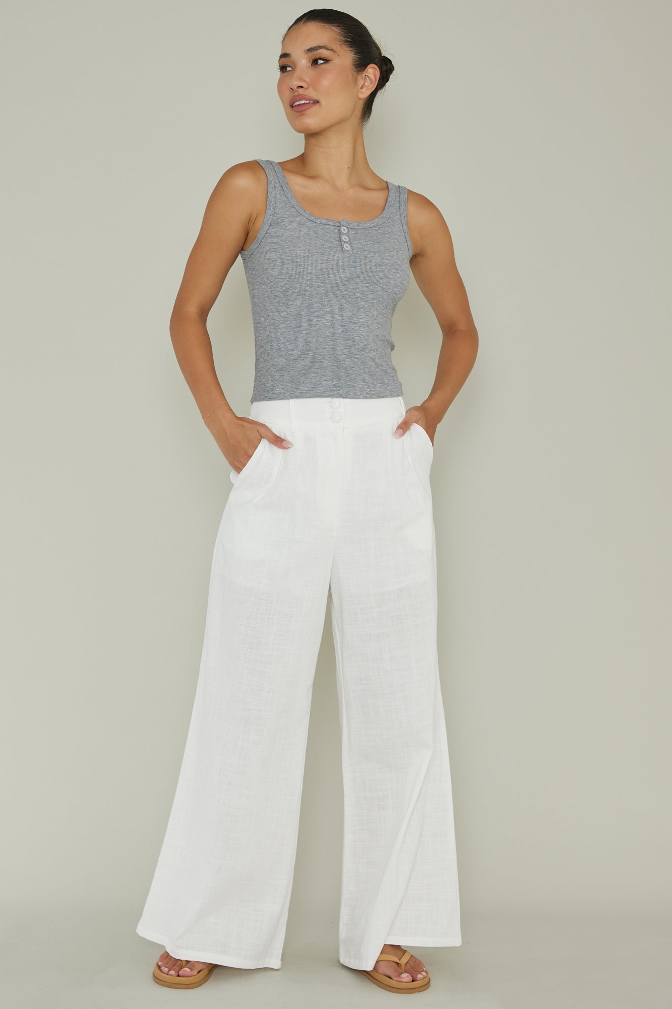 Recess Thick Strap Ribbed Top Grey-Fable Dress