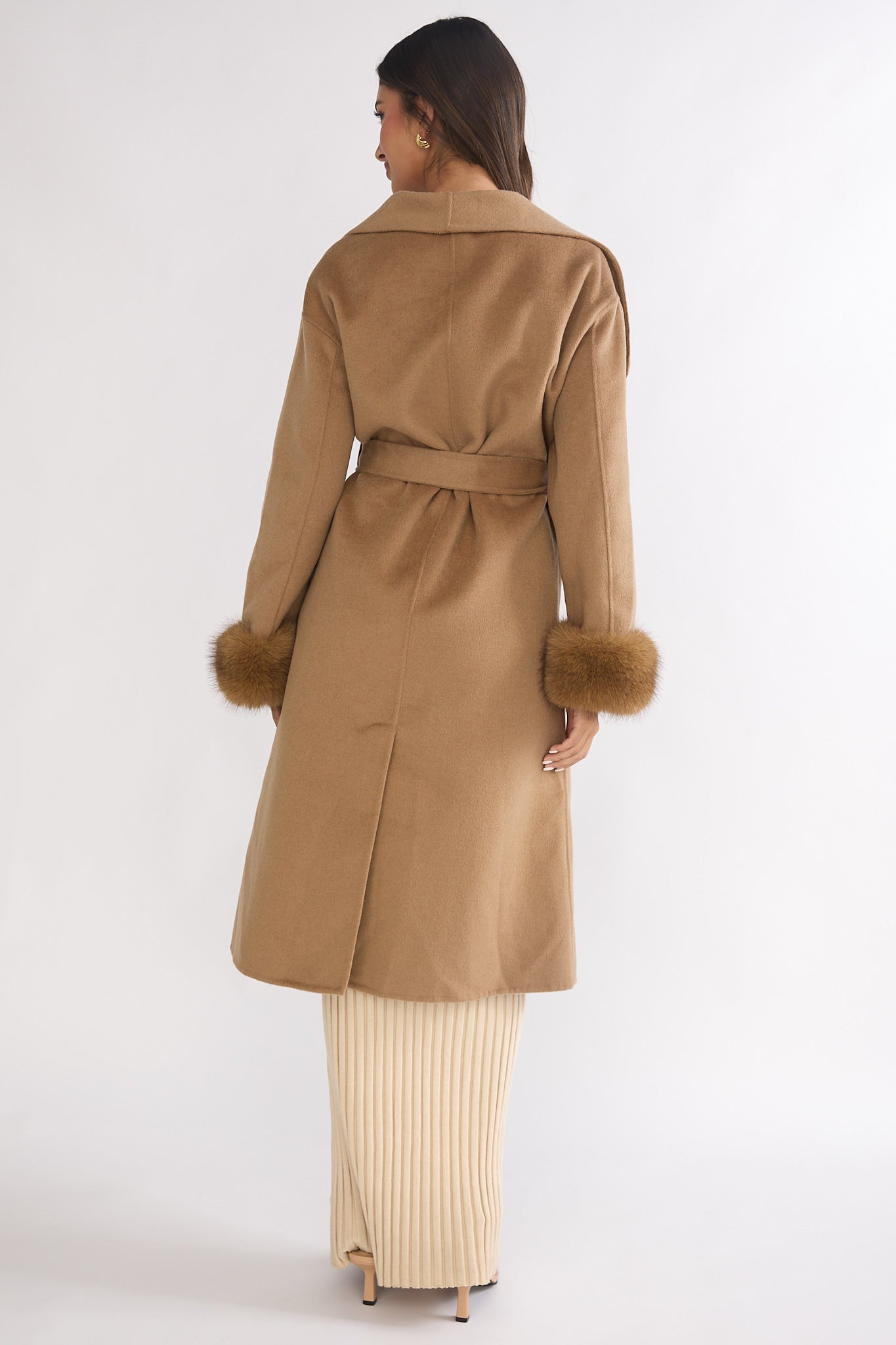 Zannora Faux Fur Coat Camel-Fable Dress