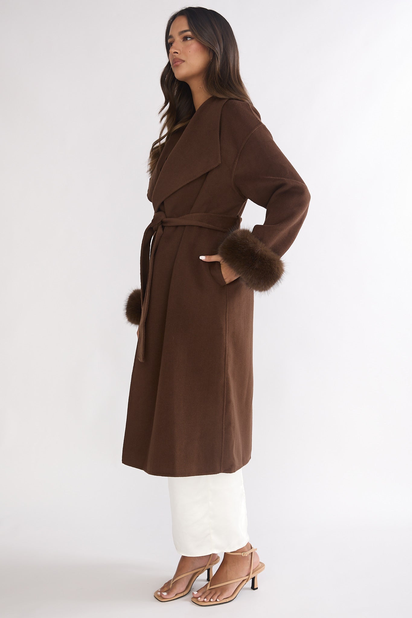 Zannora Faux Fur Coat Chocolate-Fable Dress