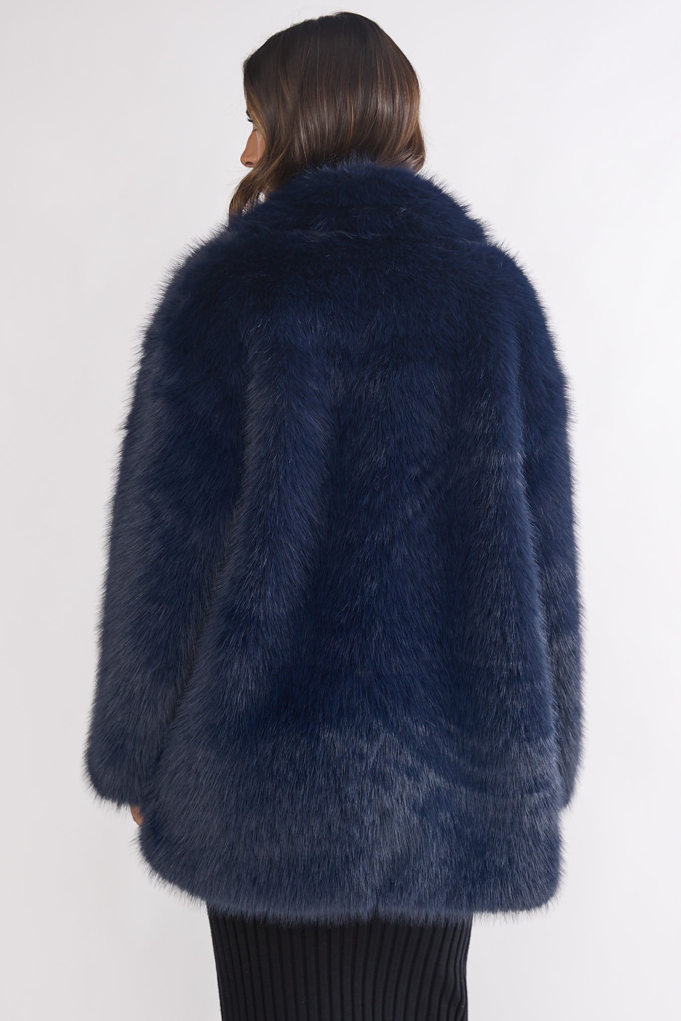 Rilani Faux Fur Pocket Coat Navy-Fable Dress