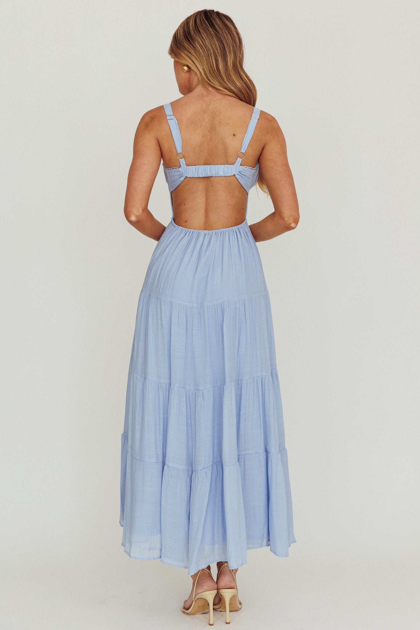 Neptune Cut Out Back A-Line Maxi Dress Blue-Fable Dress
