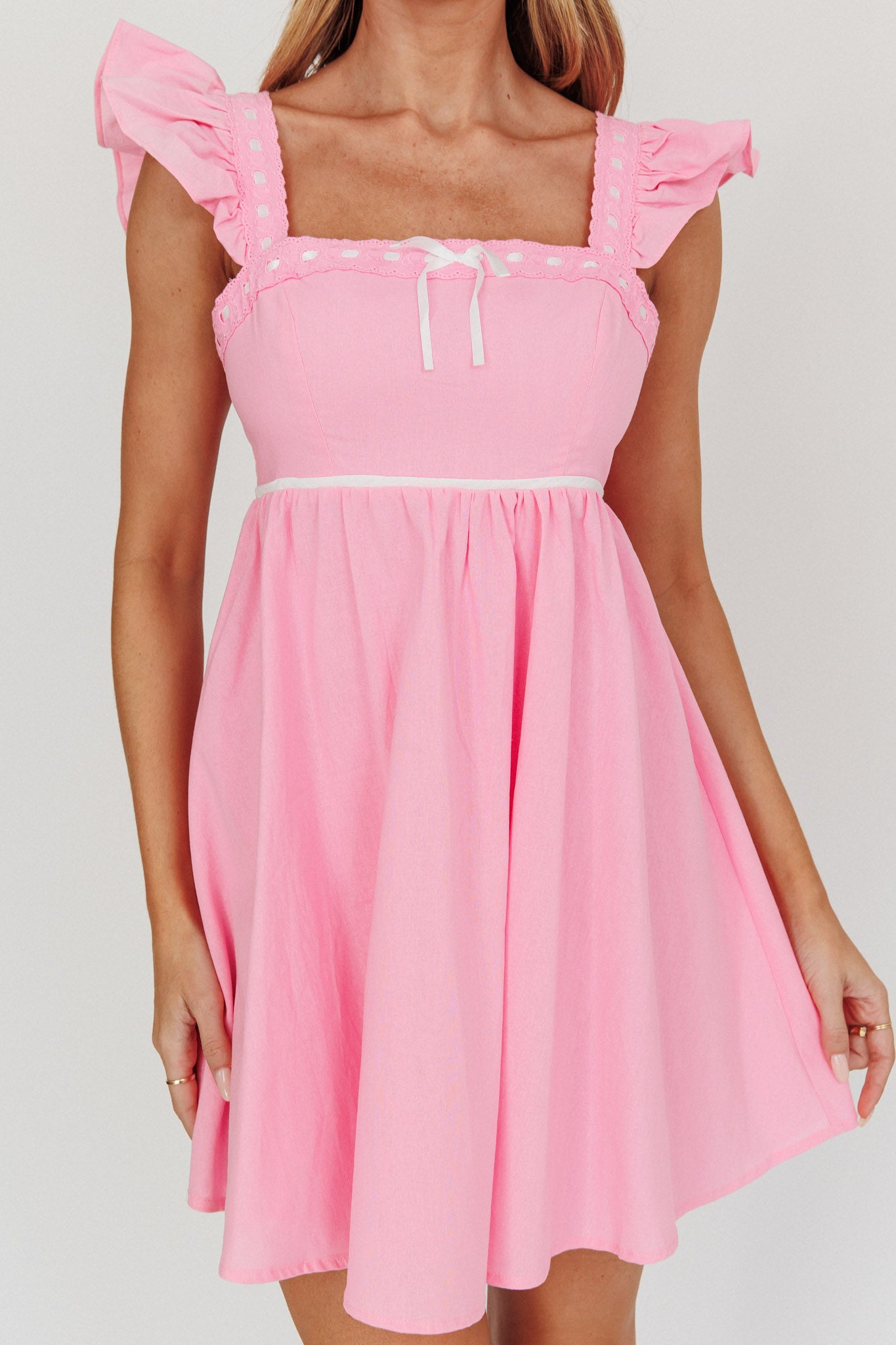 Angels Harp Babydoll Mini Dress Light Pink-Fable Dress