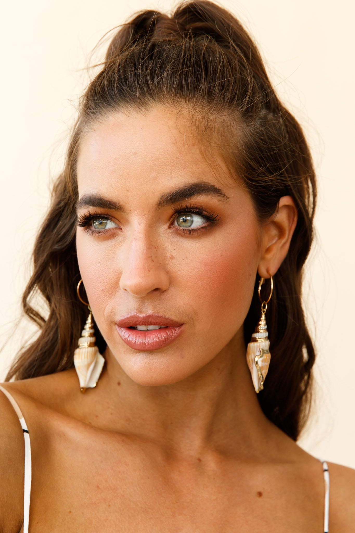 Maui Gold Accent Shell Earrings-Fable Dress