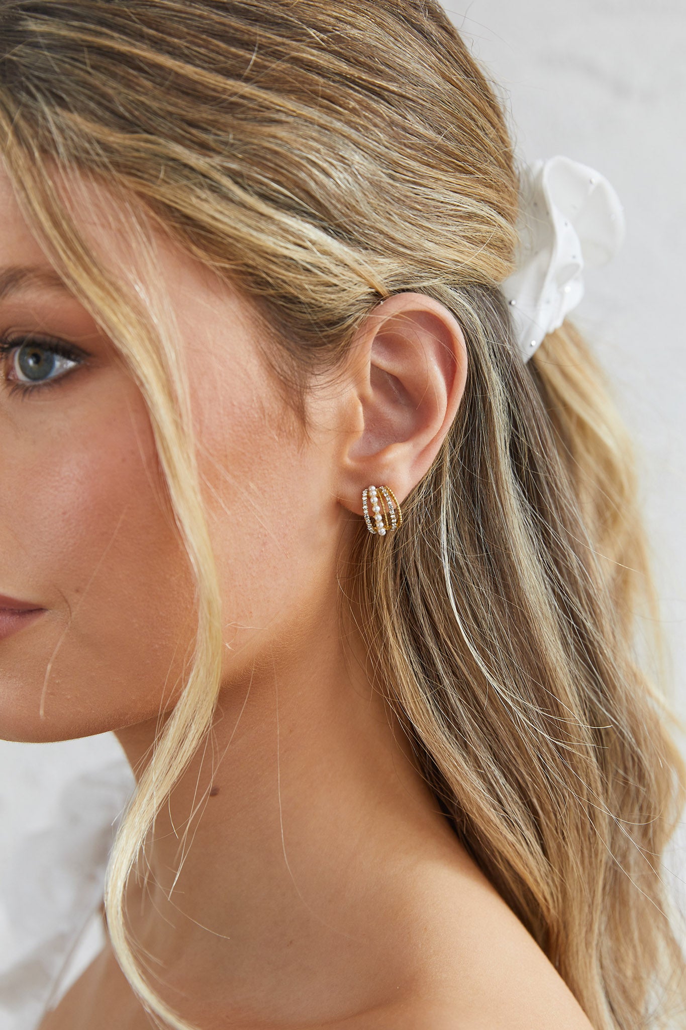 Ophelia Pearl and Crystal Earrings Gold-Fable Dress