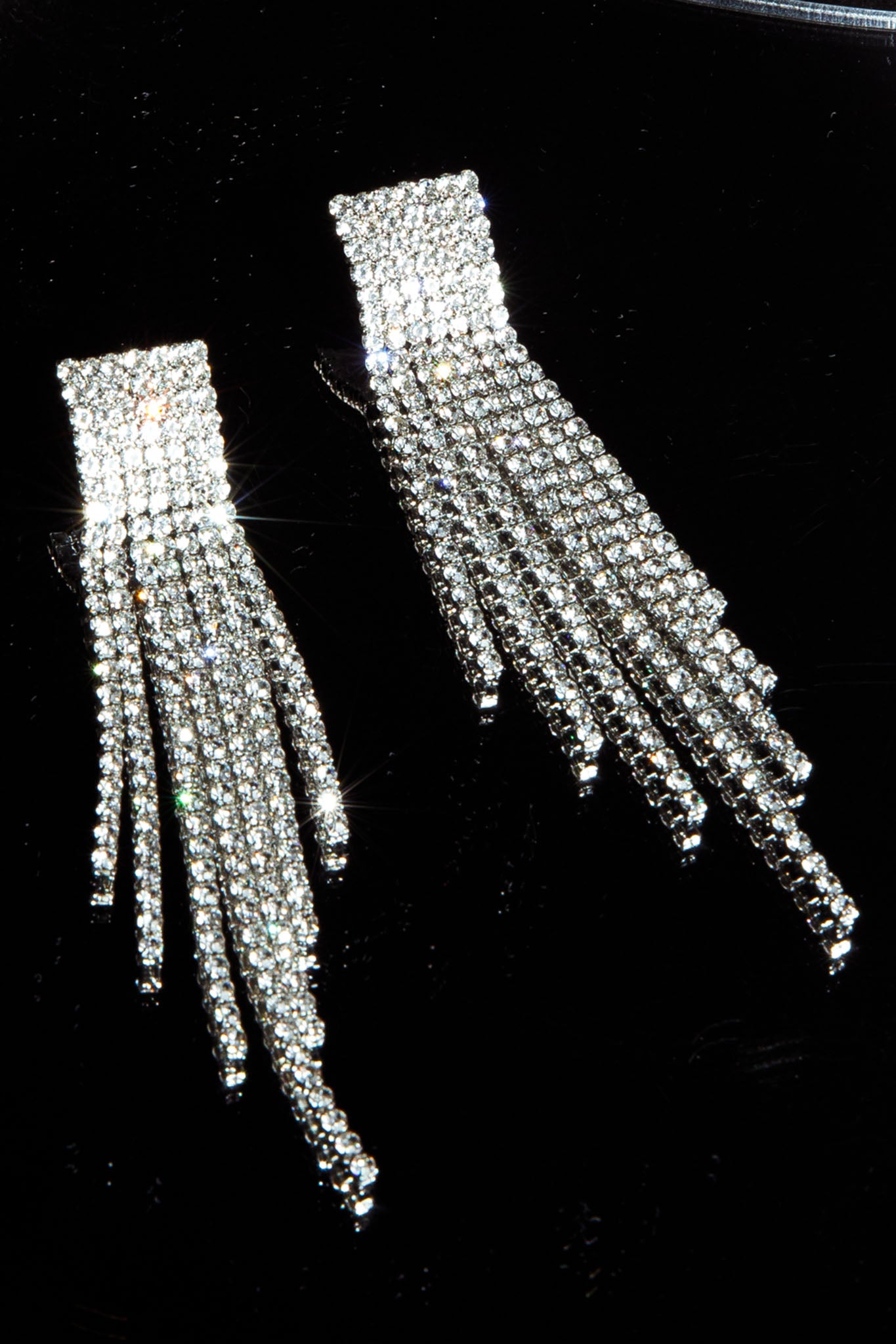 Zarah Diamante Tassel Earrings Silver-Fable Dress