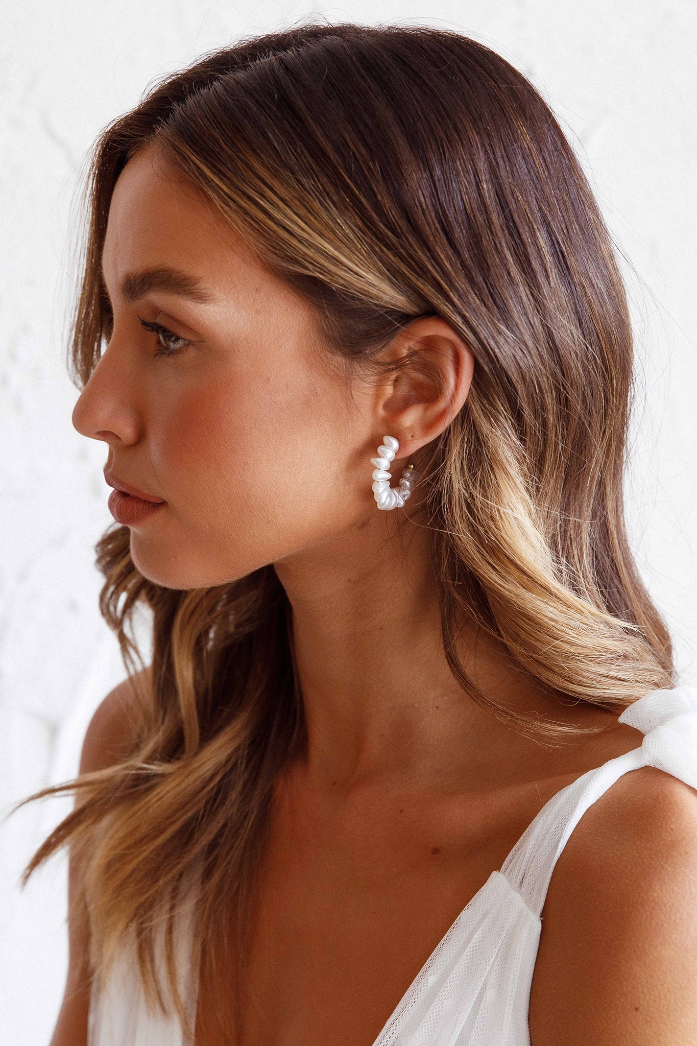 Bold Pearls Hoop Earrings Gold-Fable Dress