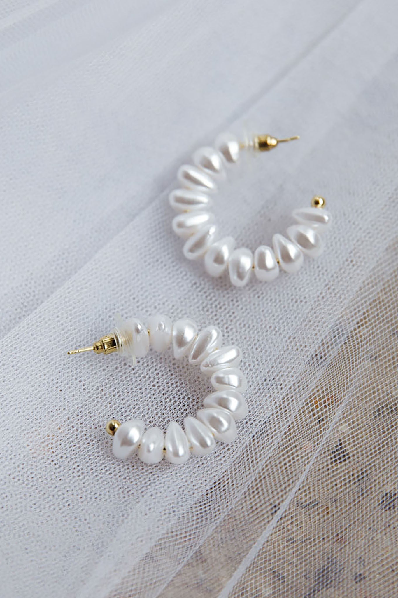 Bold Pearls Hoop Earrings Gold-Fable Dress