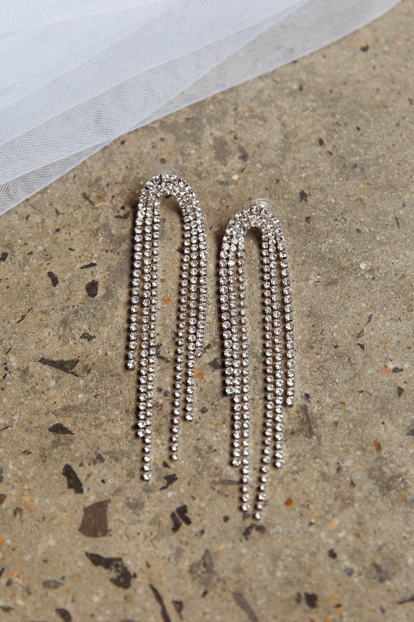 Angela Diamante Drop Earrings Silver-Fable Dress
