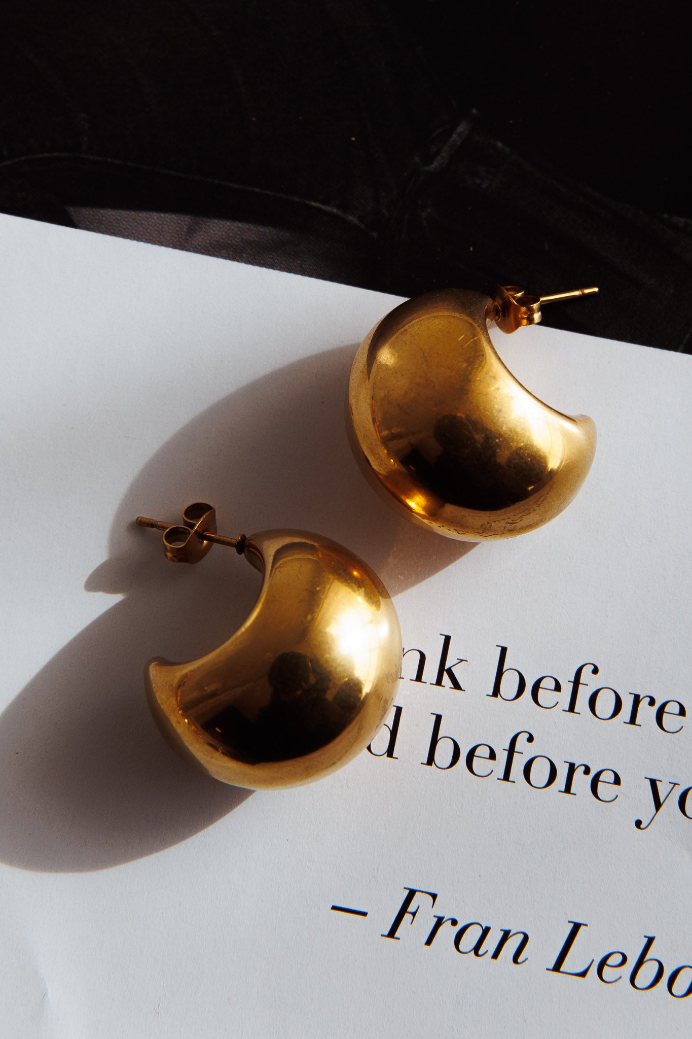 Arabia Dome Hoop Earrings Gold-Fable Dress