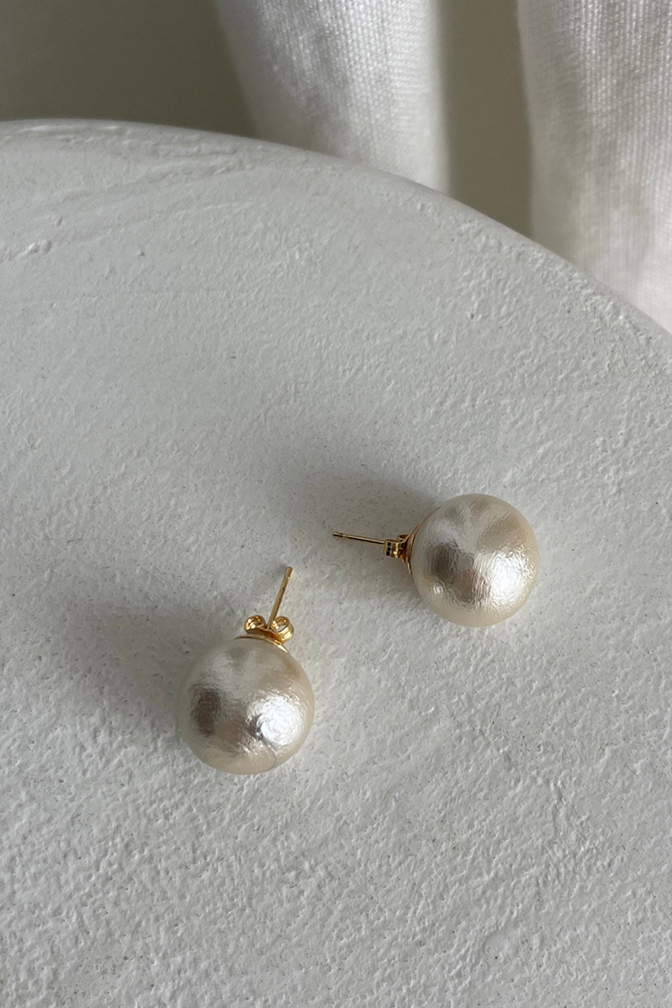 Ari Large Pearl Stud Earrings Gold-Fable Dress