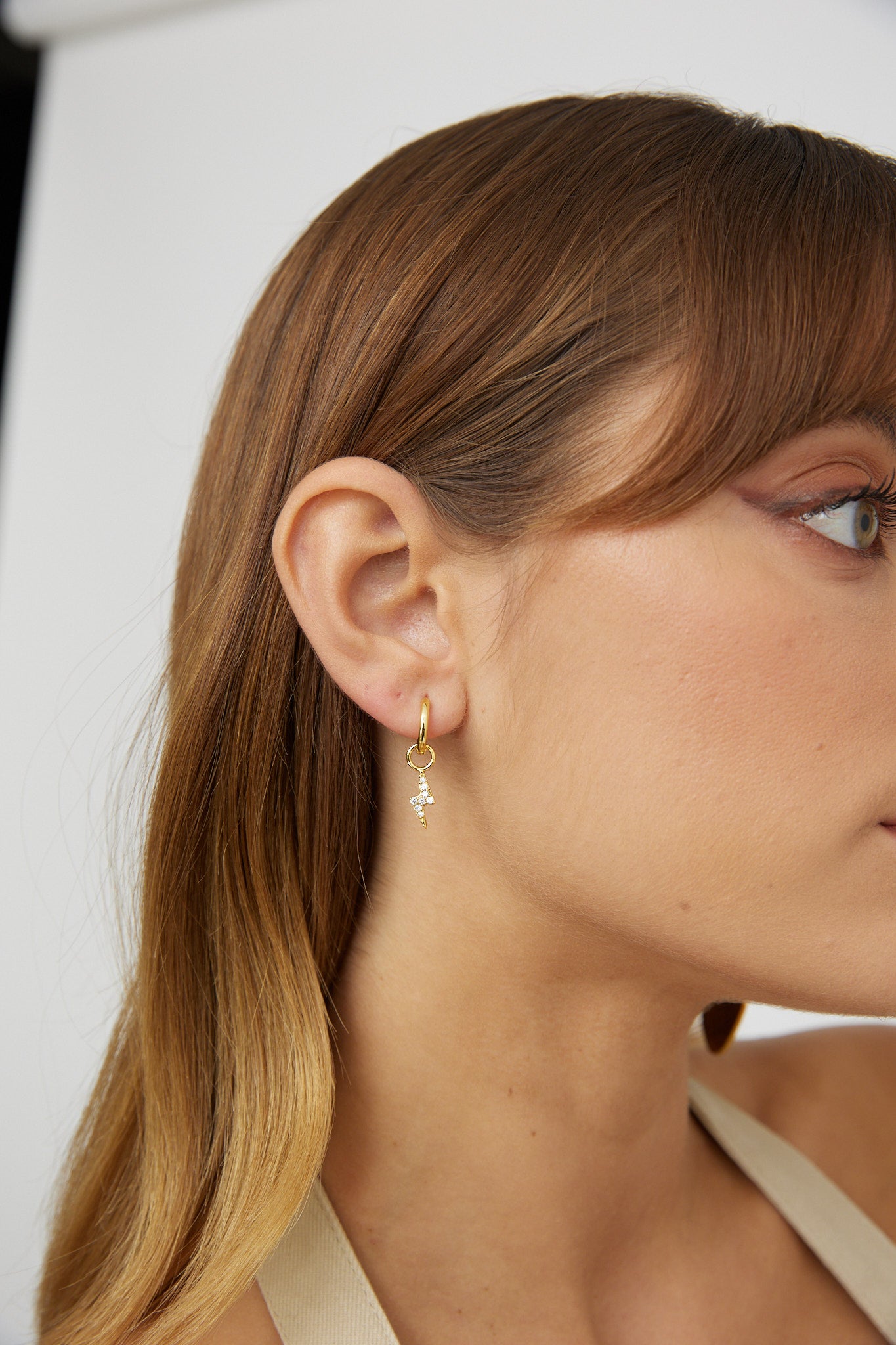 Celeste Lightning Zircon Earrings Gold-Fable Dress