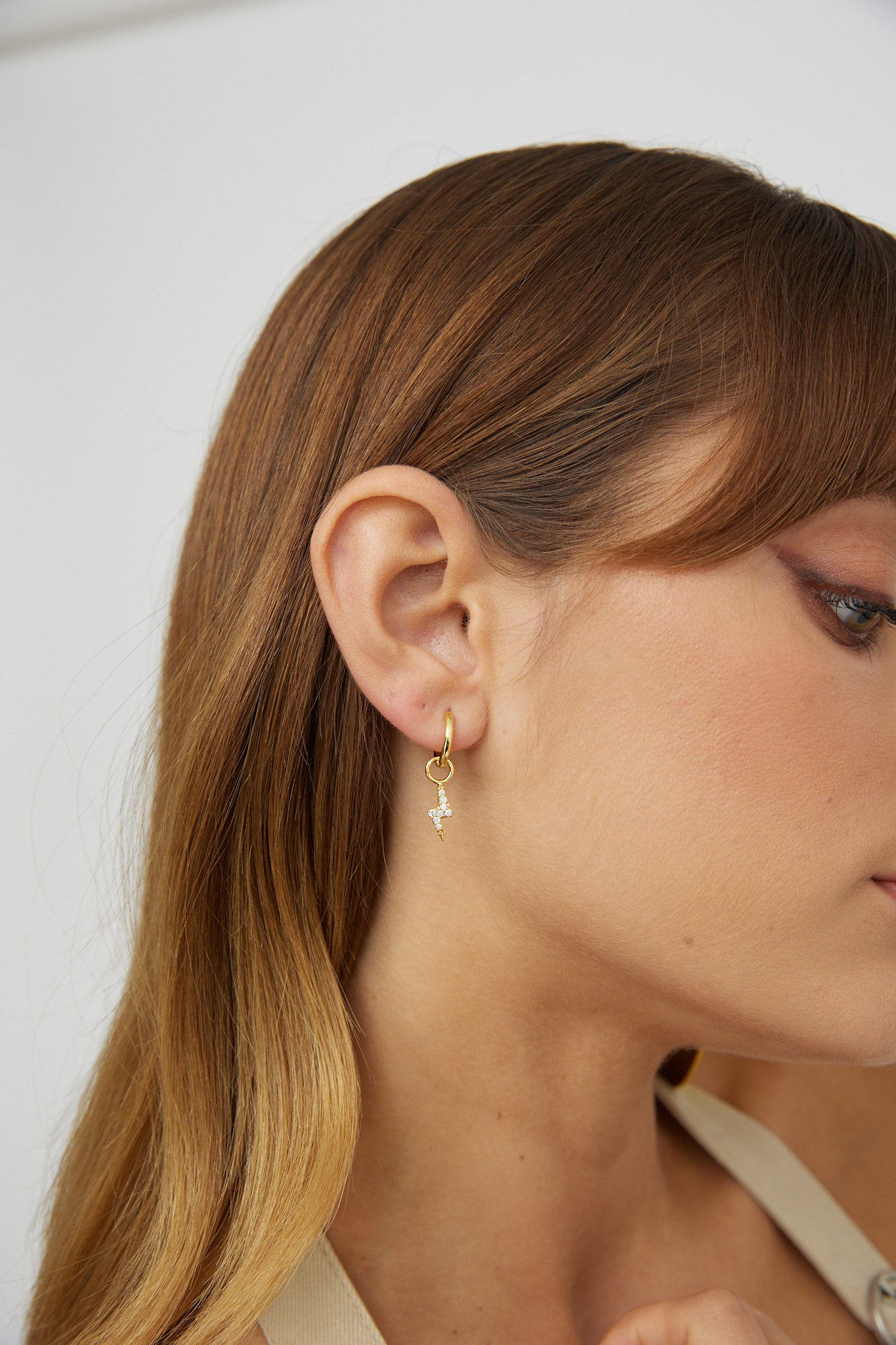 Celeste Lightning Zircon Earrings Gold-Fable Dress