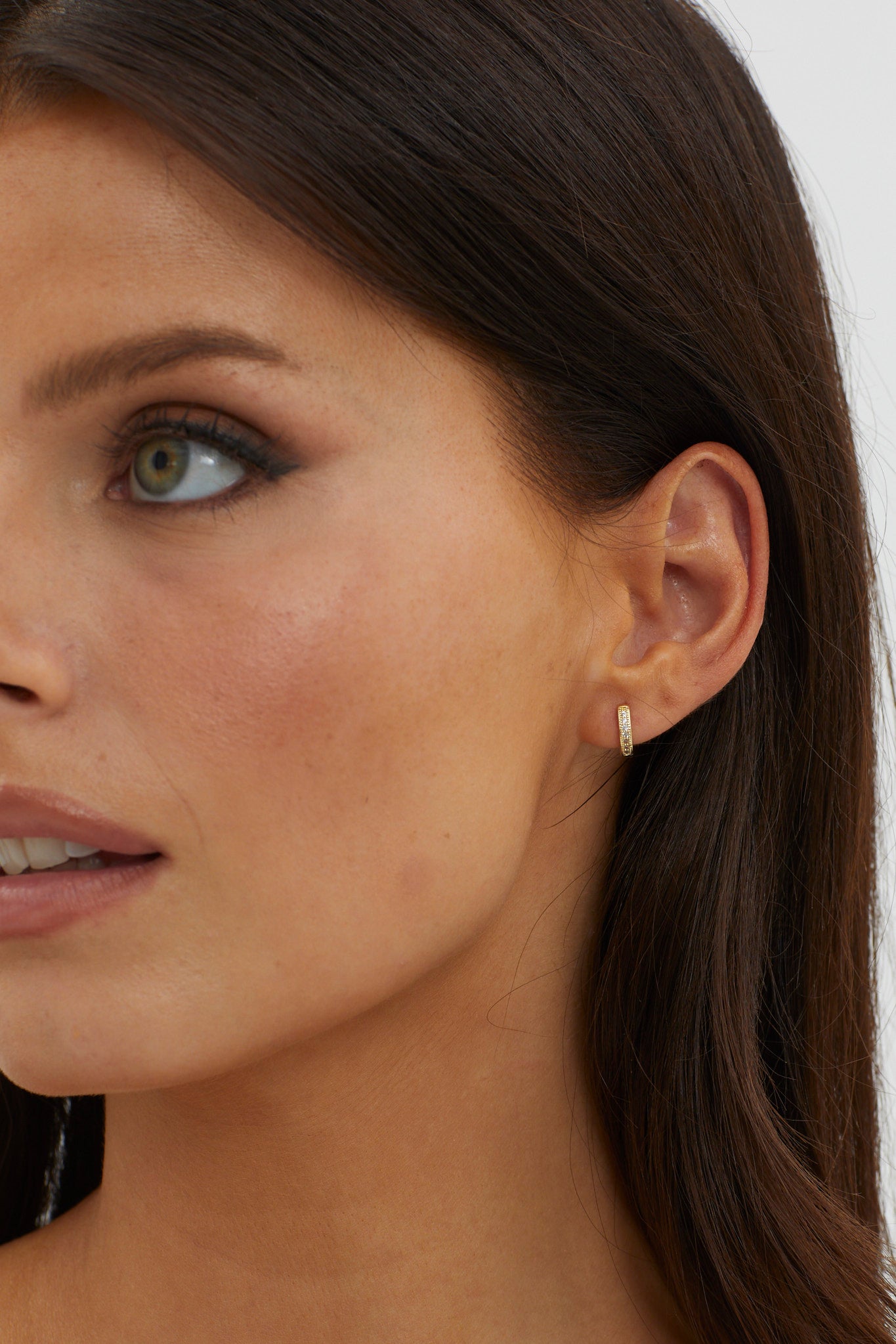 Zelda Zircon Pave Hoop Earrings Gold-Fable Dress