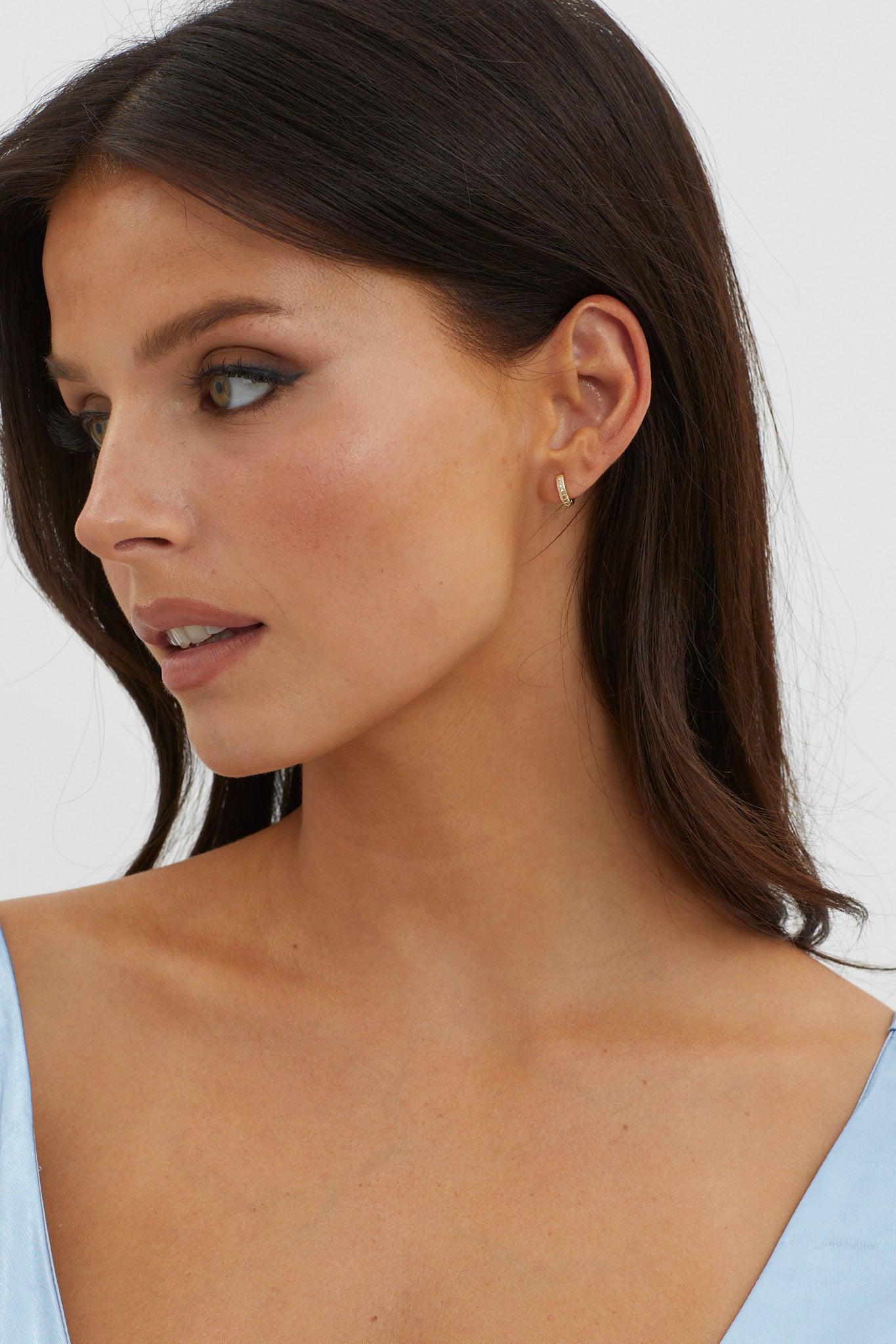 Zelda Zircon Pave Hoop Earrings Gold-Fable Dress