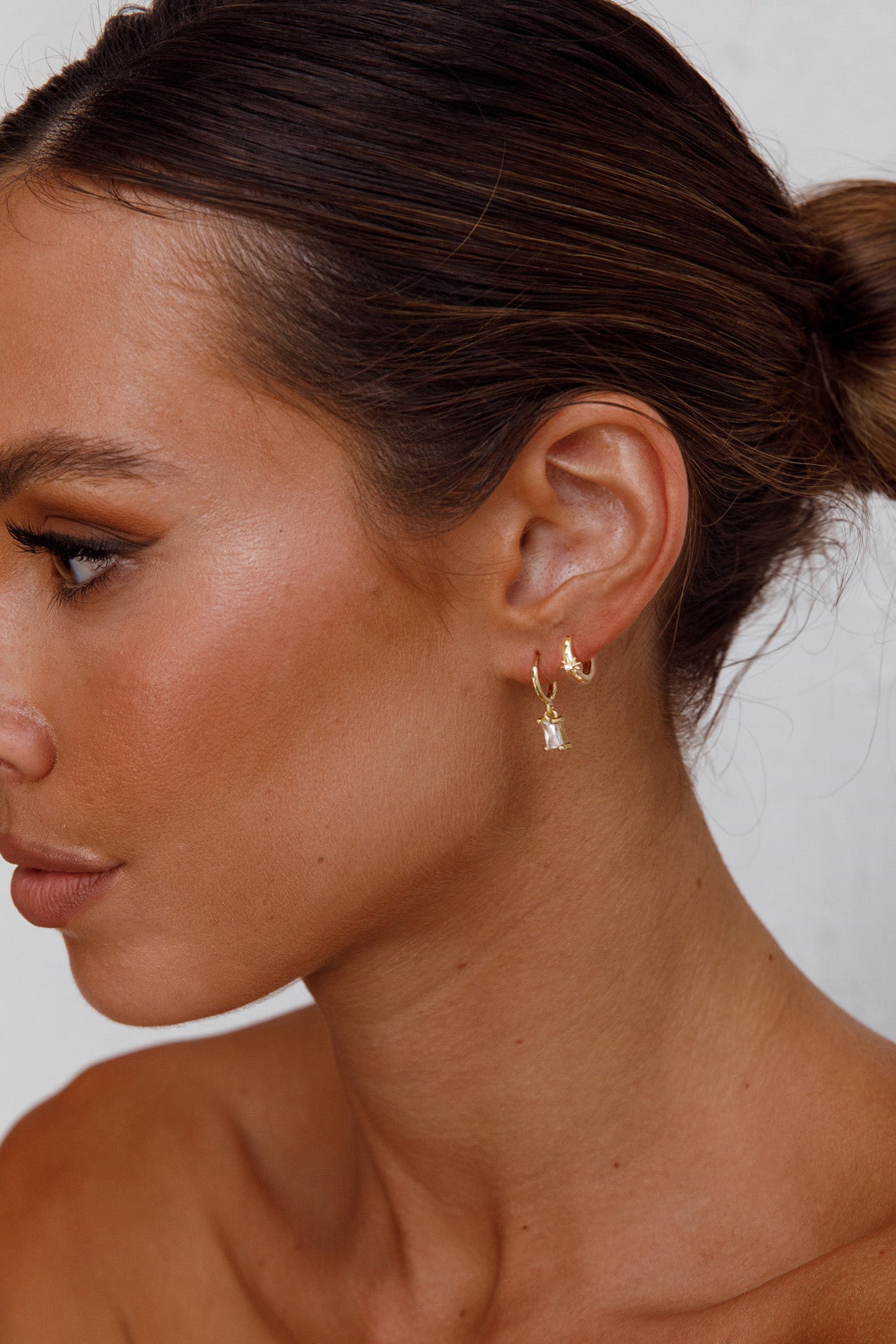 April Diamante Drop Hoop Earrings Clear-Fable Dress