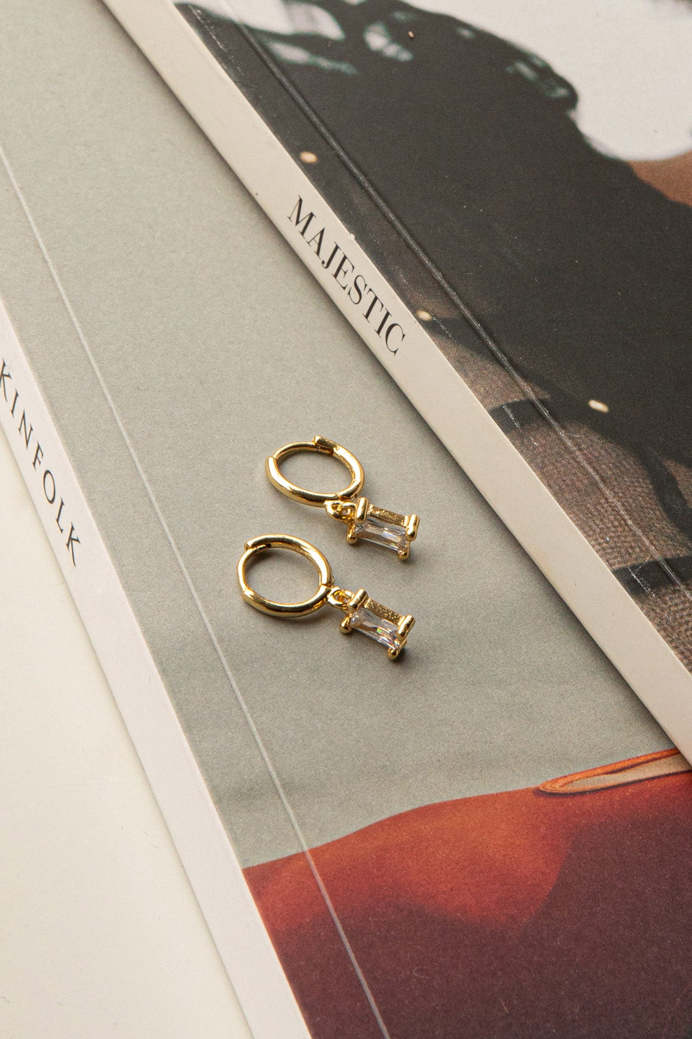 April Diamante Drop Hoop Earrings Clear-Fable Dress