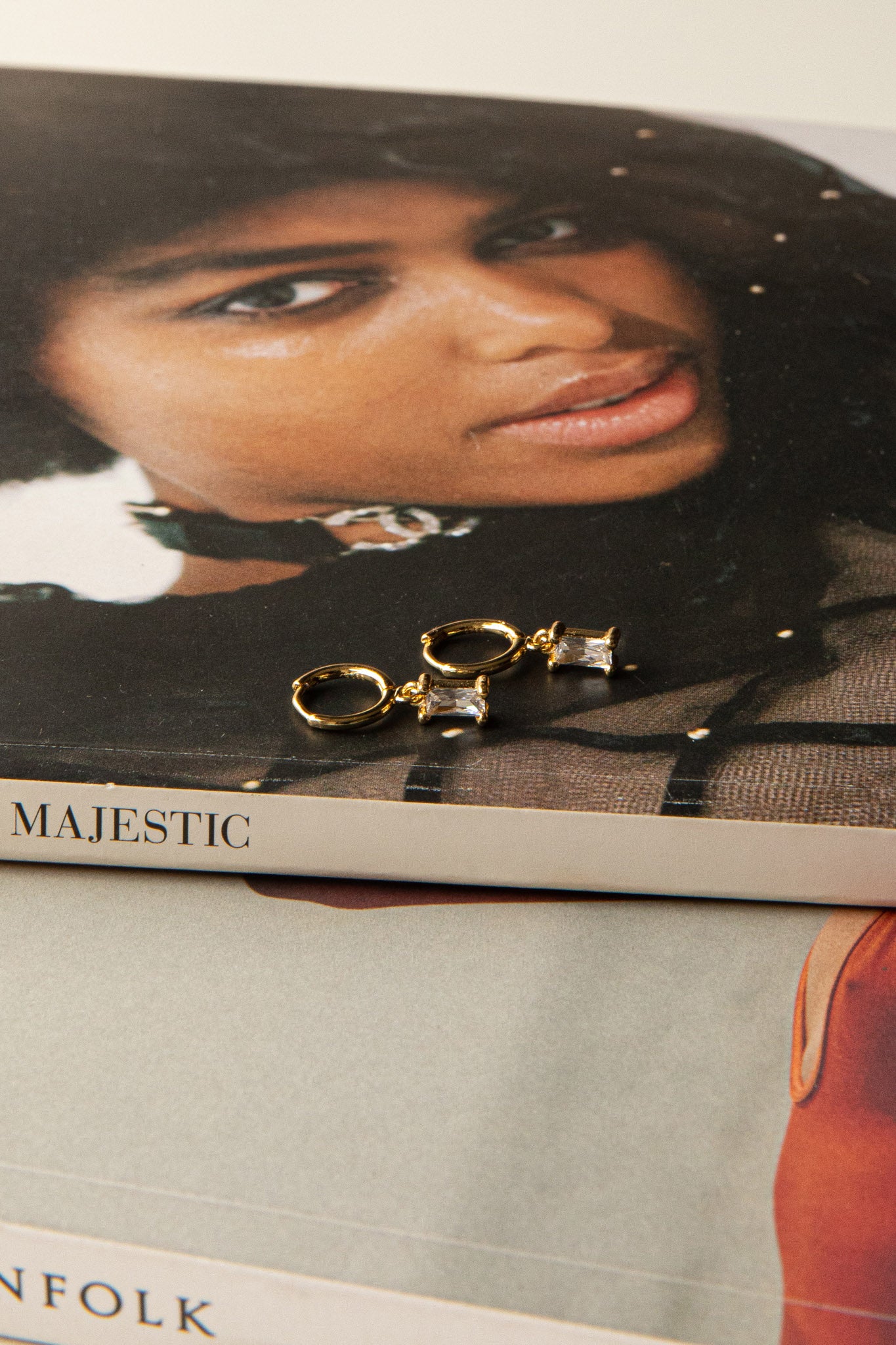 April Diamante Drop Hoop Earrings Clear-Fable Dress