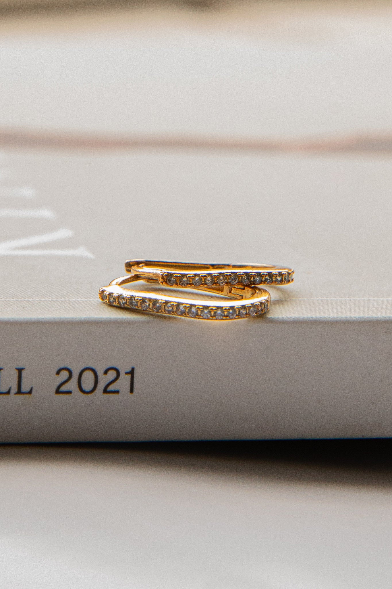 Ark Diamante Hoop Earrings Gold-Fable Dress