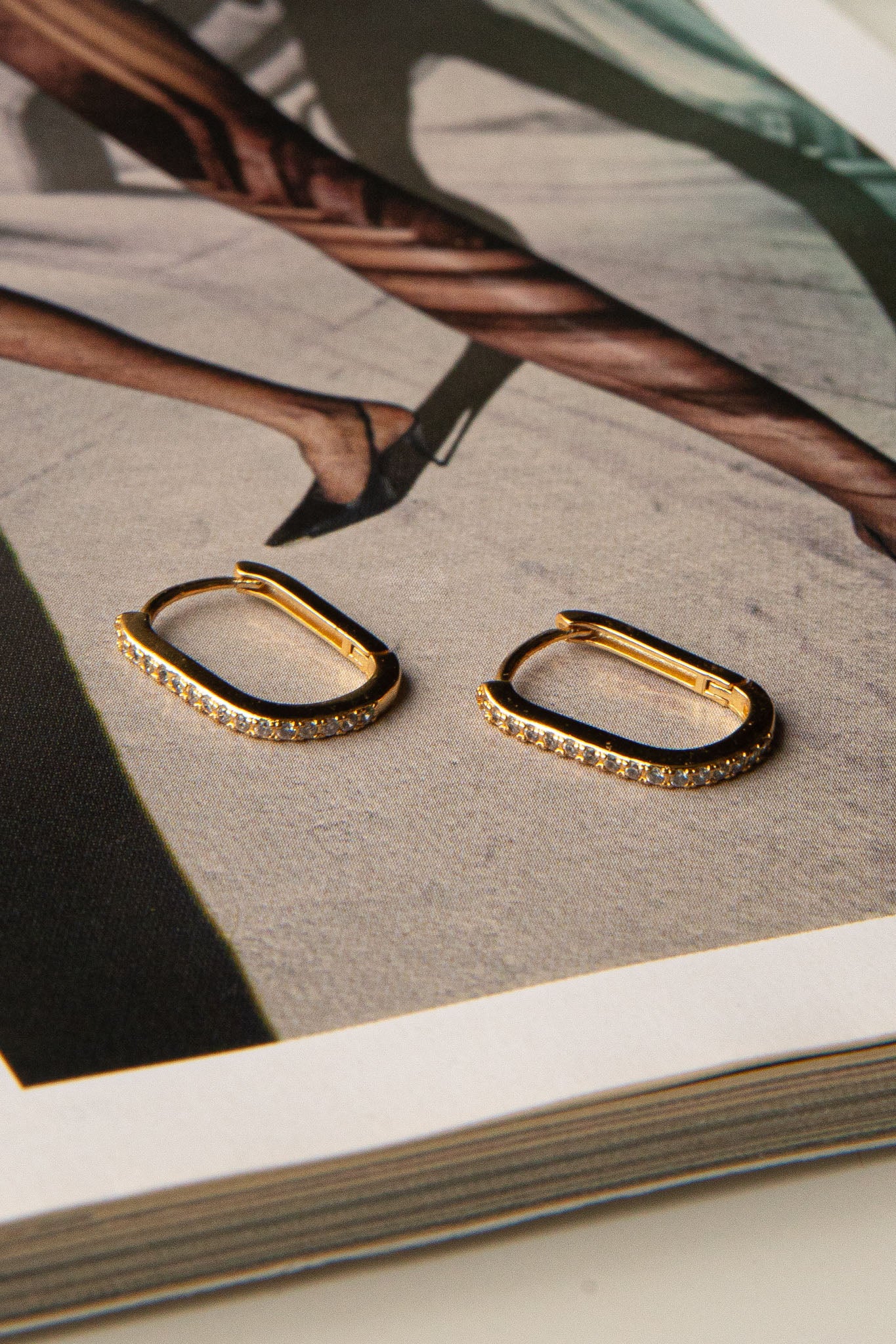 Ark Diamante Hoop Earrings Gold-Fable Dress