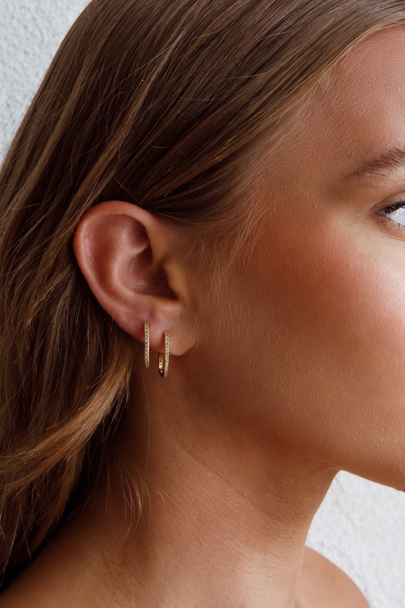 Ark Diamante Hoop Earrings Gold-Fable Dress